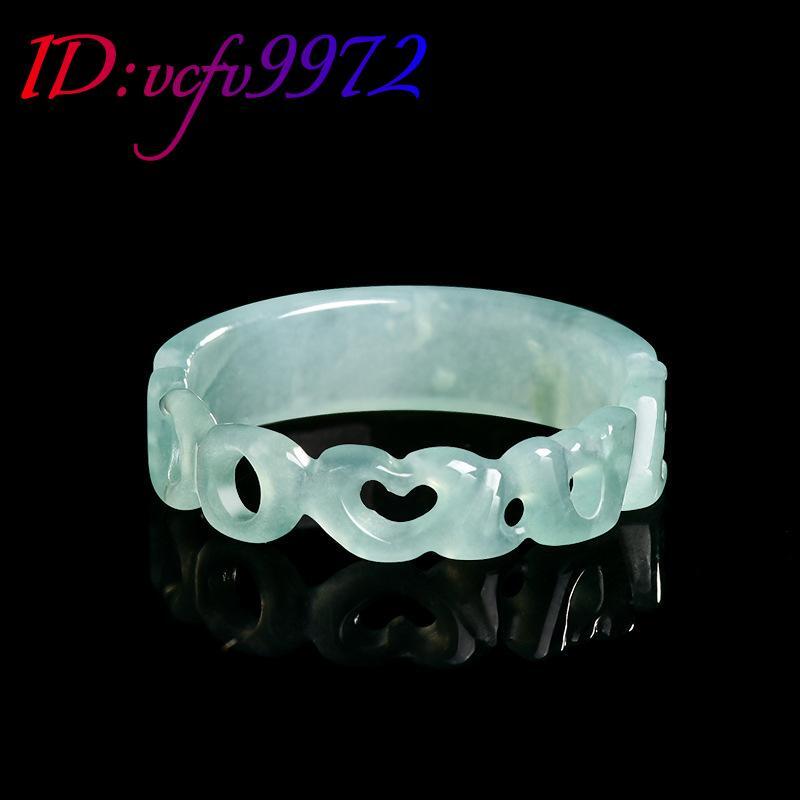 Myanmar Jadeite LOVE Ring Emerald Stone Real Burmese Jade Designer