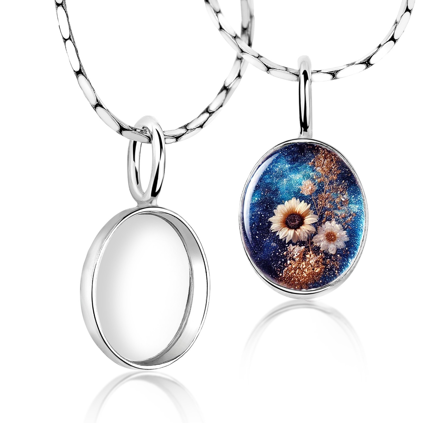 925 Silver 8x10mm Bezel Cup Pendant Blank – DIY Resin Jewelry Base, Keepsake
