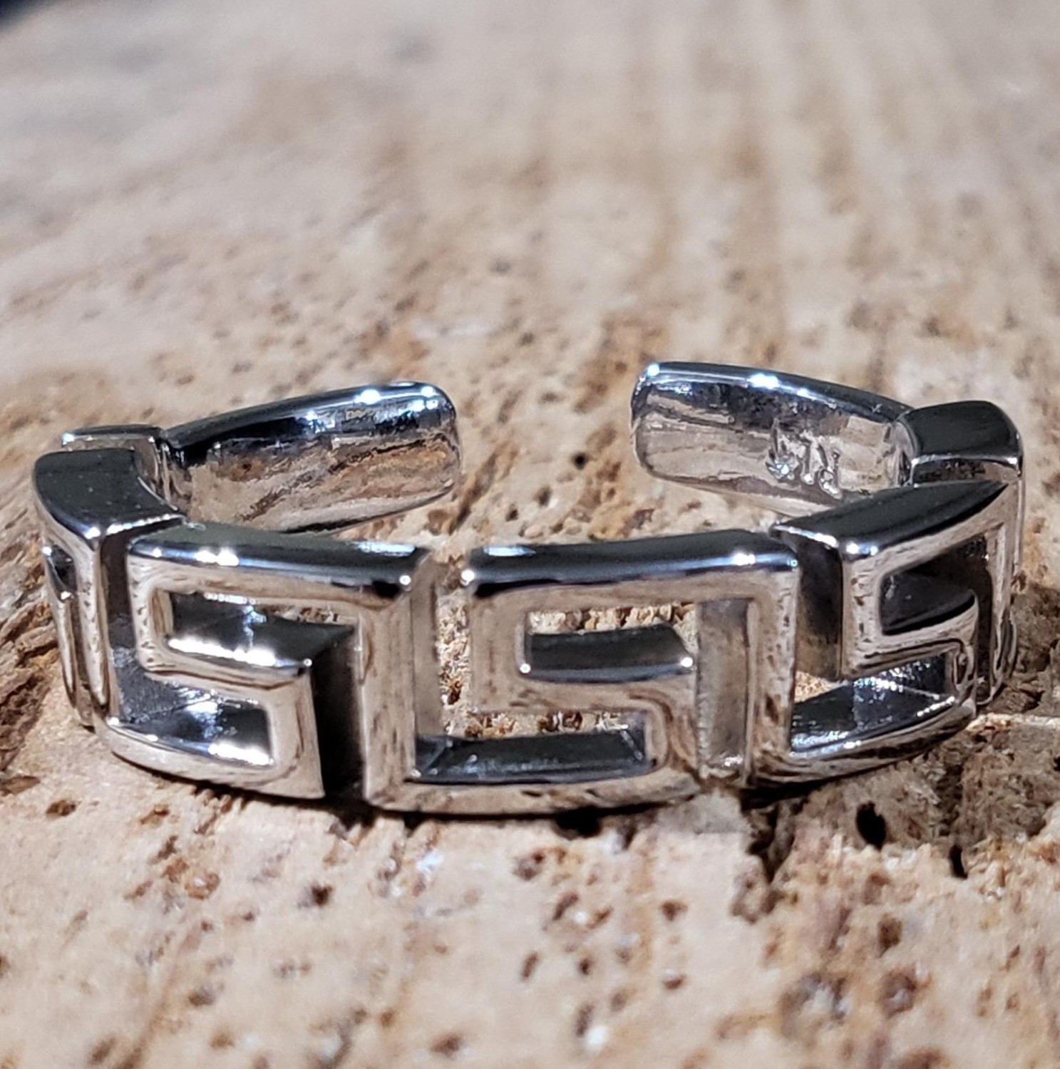 HANDMADE Silver Greek Key Penis Glans Ring Solid Cuff Style New *