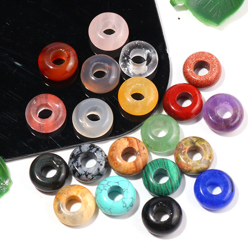 Natural Mini Stone 4x10mm Big Hole Beads Charms Healing Mix for Jewelry making