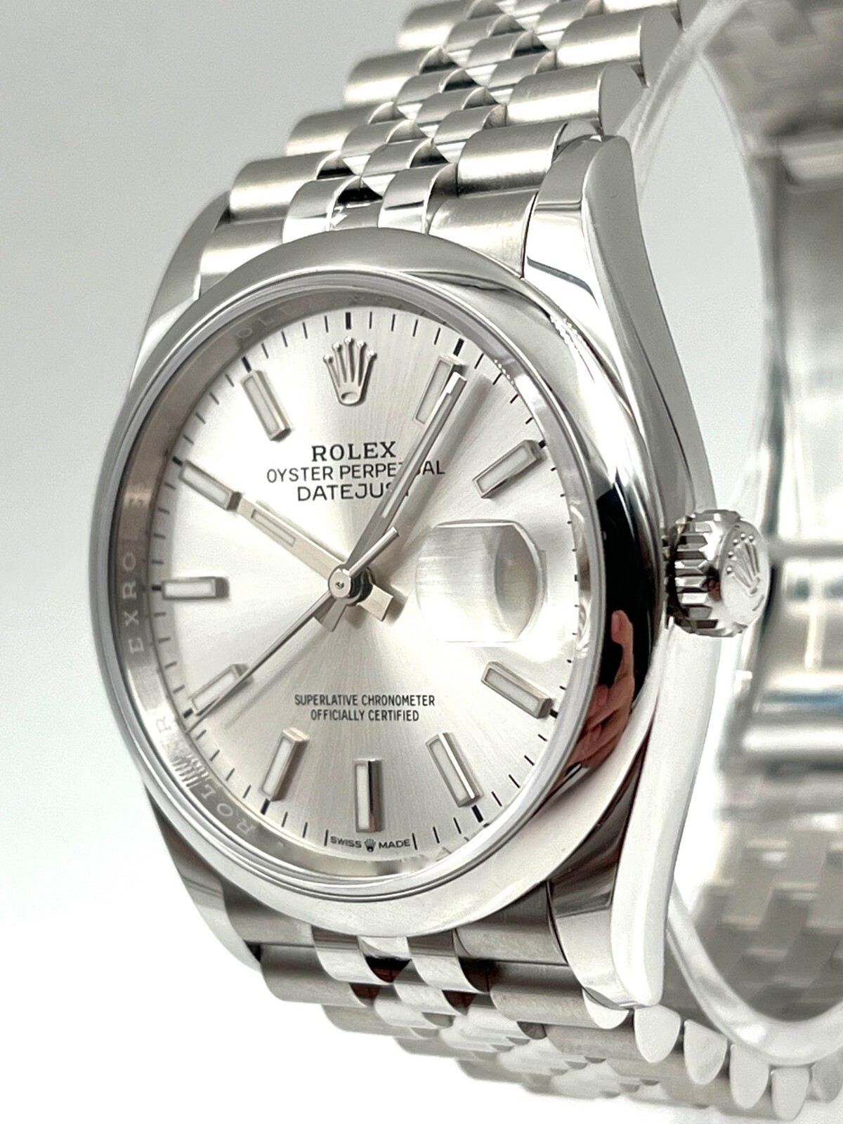 Rolex Date Just 36mm Smooth Silver Dial Jubilee Bracelet 126200 Pre-Owned 2023