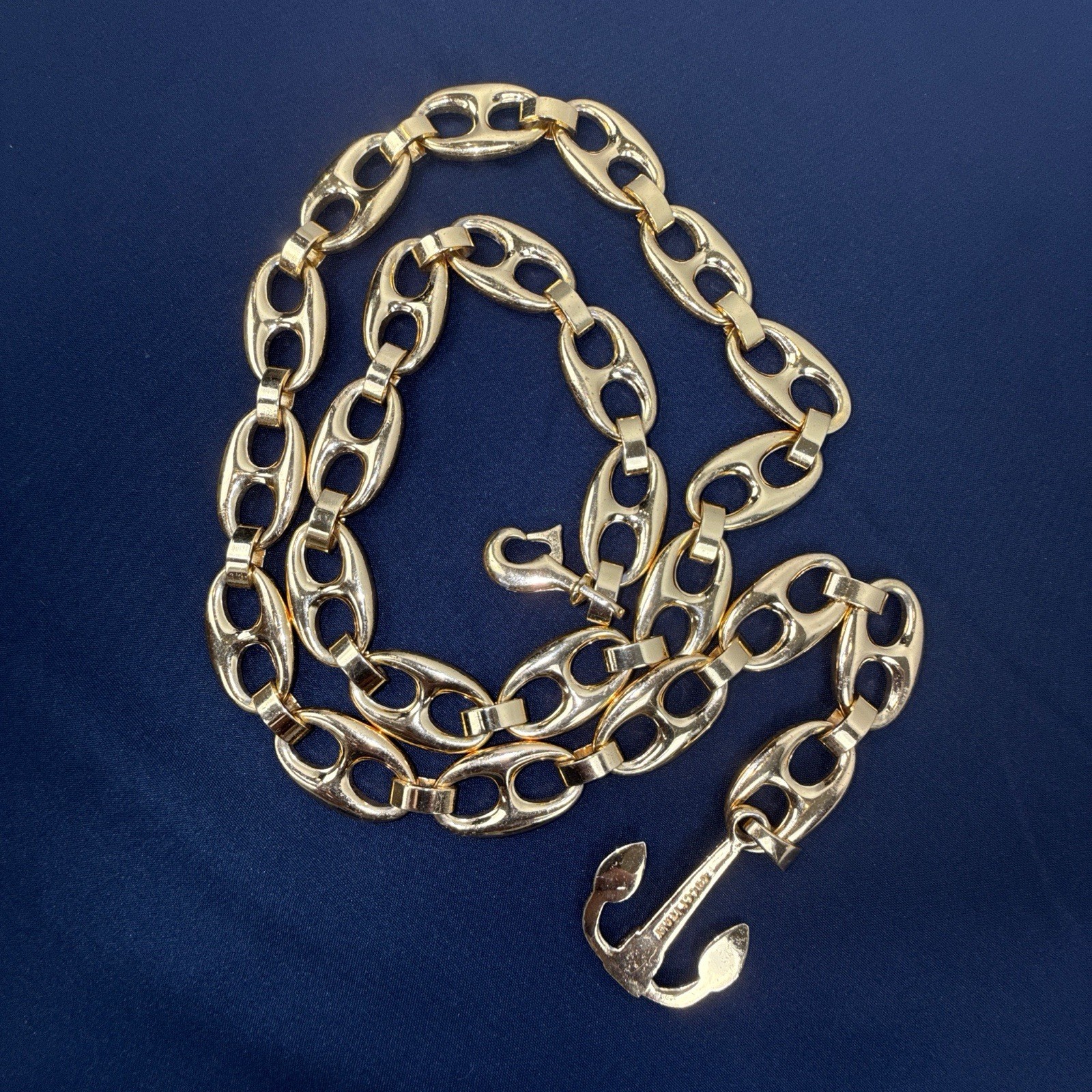 Gucci Mariner Chain Link Belt / Necklace, Anchor Charm, Gold Tone, W Box, COA