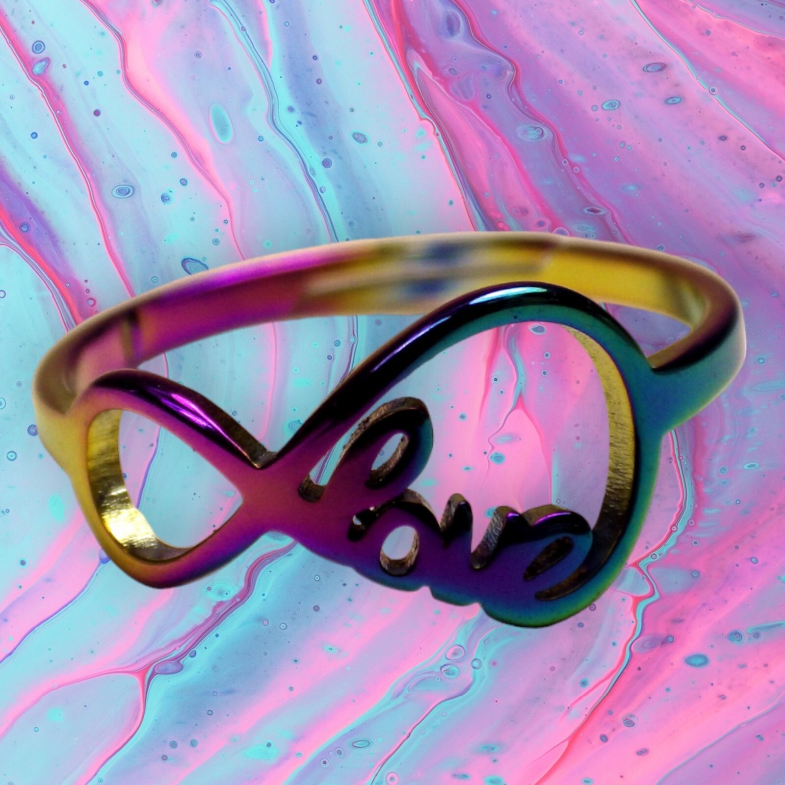 Infinite Love Ring Rainbow Stainless Steel Infinity Anniversary Promise Band