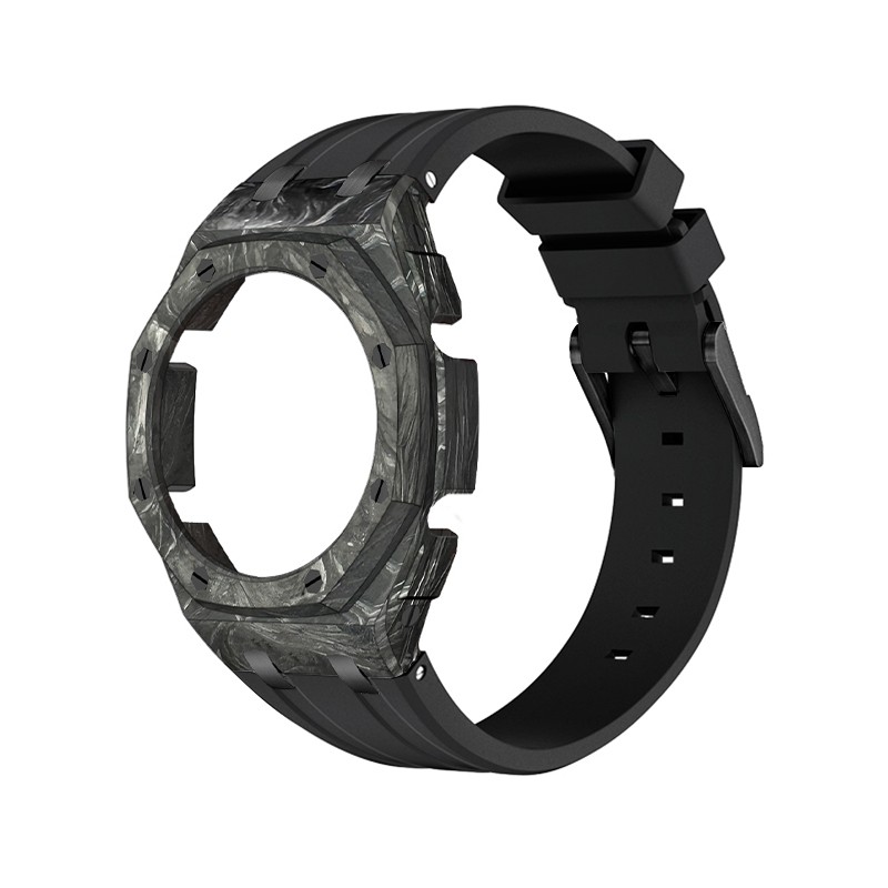 Luxury Carbon Fiber Case For Casioak Mod Kit GA2100/GA2110 fluororubber Strap