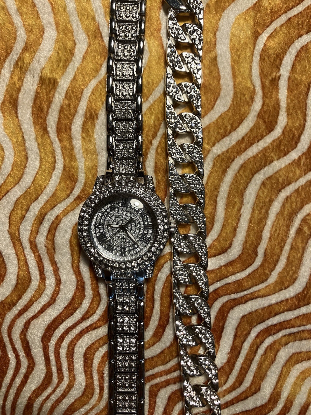 Woman’s Sparkling Silver Watch and Matching Bracelet
