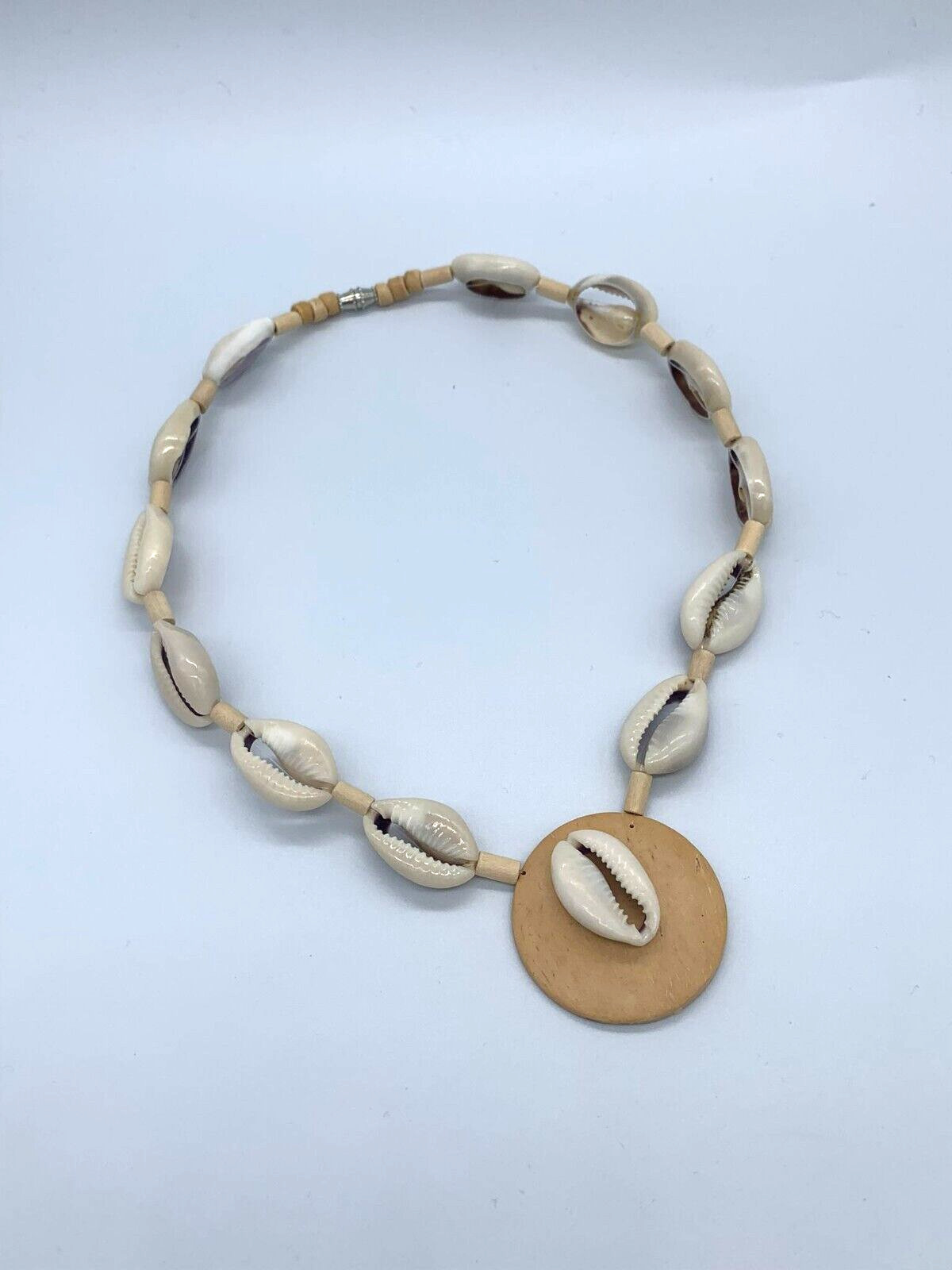 twelve cowrie shell necklaces wooden bead Hawaiian style handmade