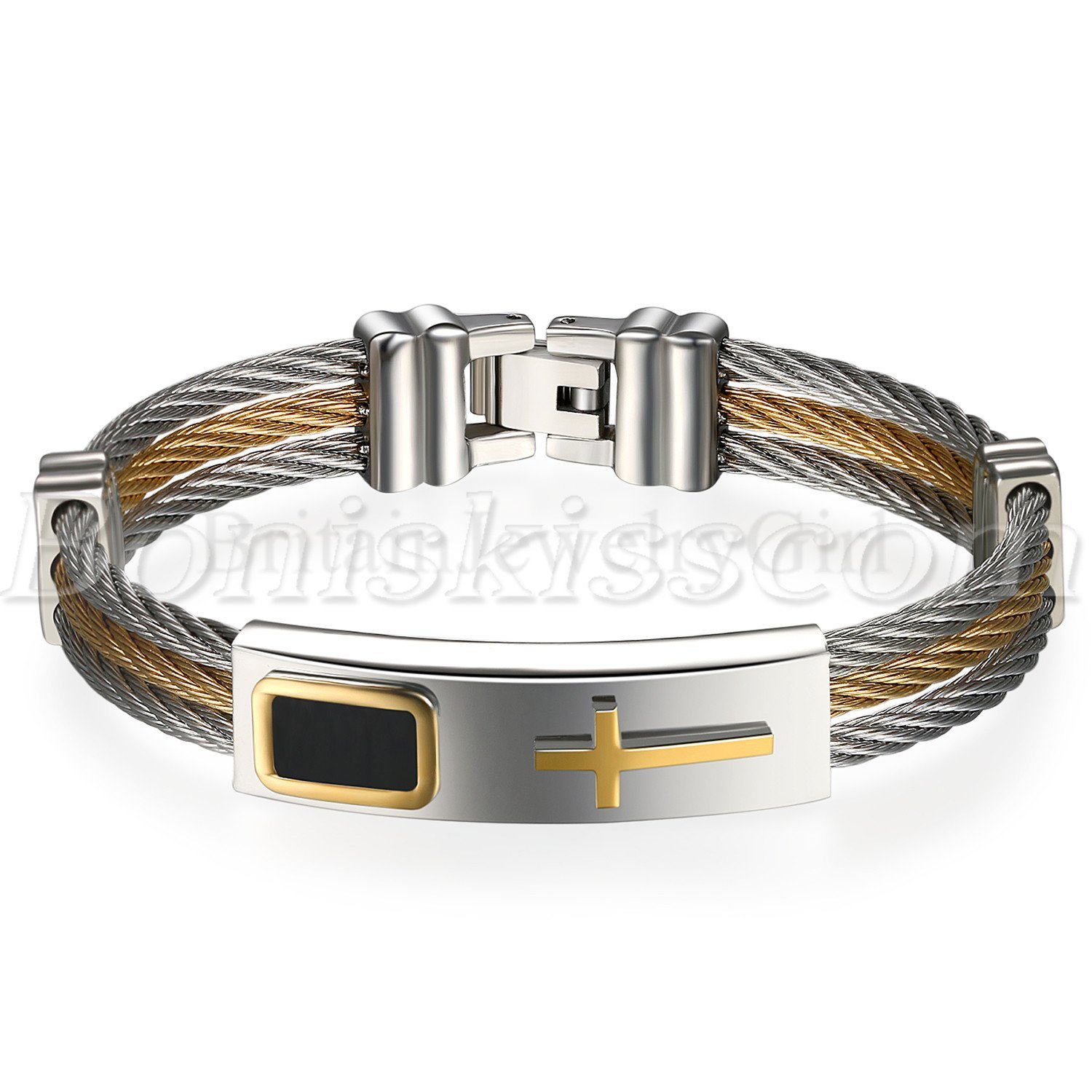 Fashion Stainless Steel Cross Wire Mesh Belt Bracelet Cuff Bangle Men’s Jewelry