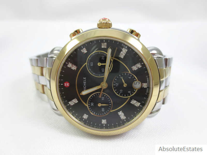 Michele Sidney Two Tone Silver Gold Chocolate Diamond Watch MW30A00C9132 Refurb
