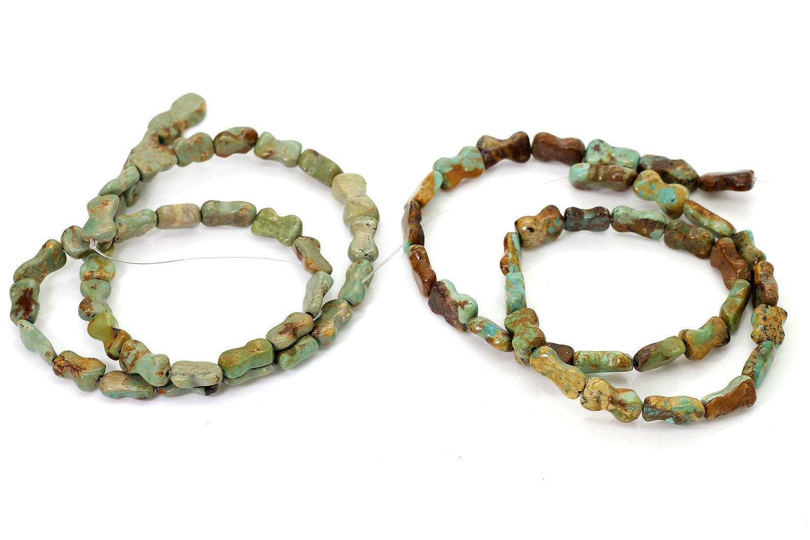 Genuine Natural Turquoise Smooth Flat Bone Nugget Loose Gemstone Beads – PGS282