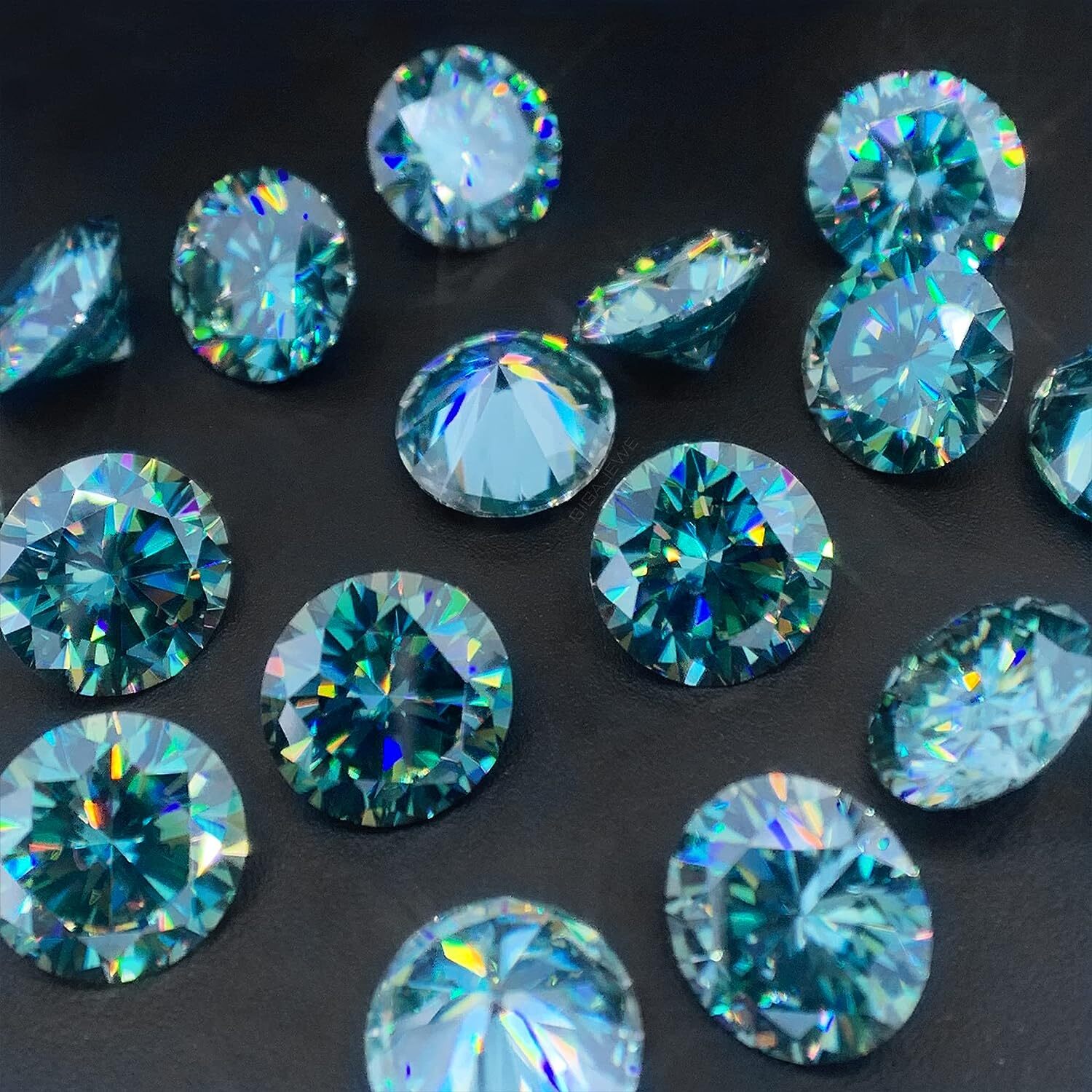 1~12ct VVS1 Blue Green color Round Excellent Cut Moissanite Loose Gemstones &GRA