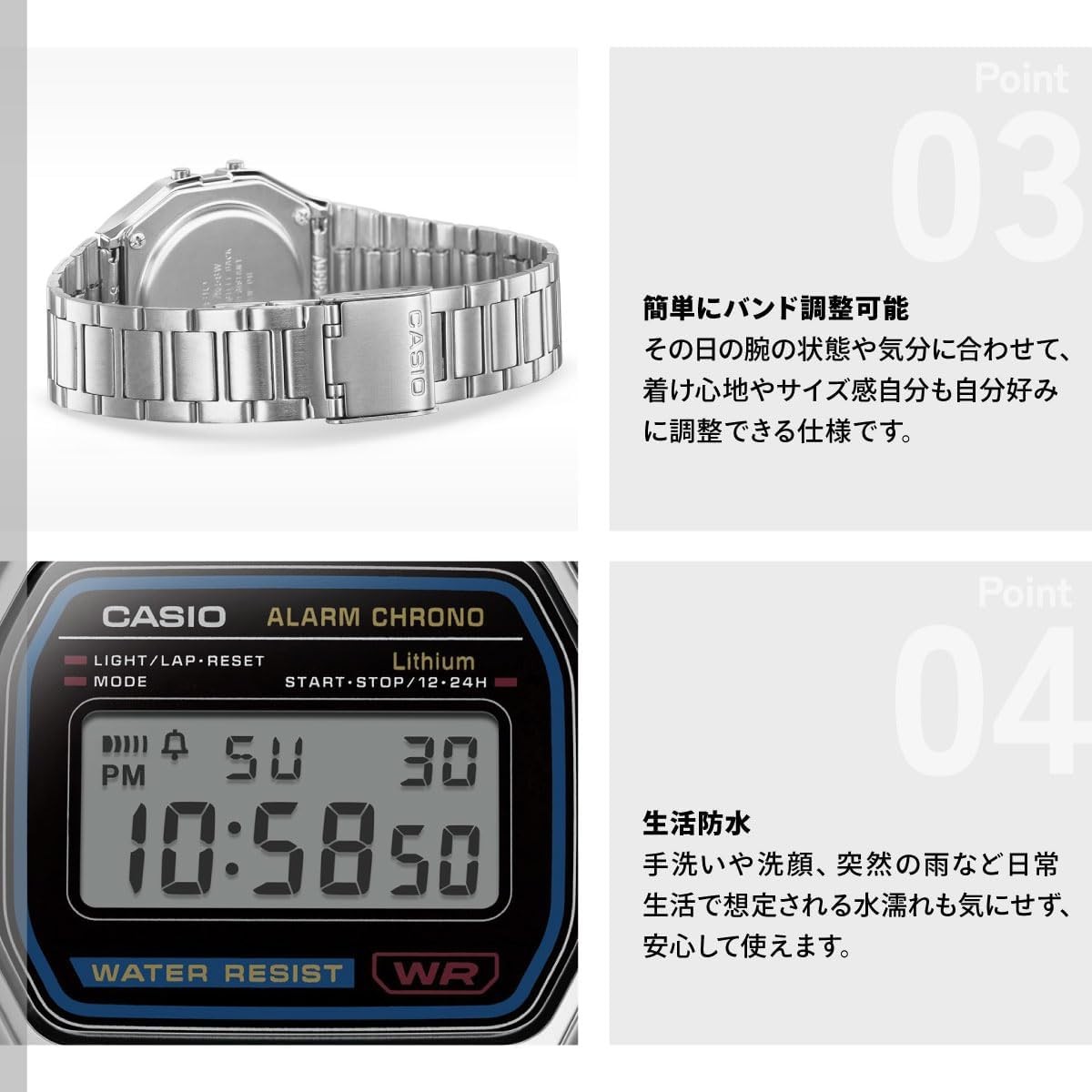 New Casio A158WA-1JH Mens Watch Silver Japan