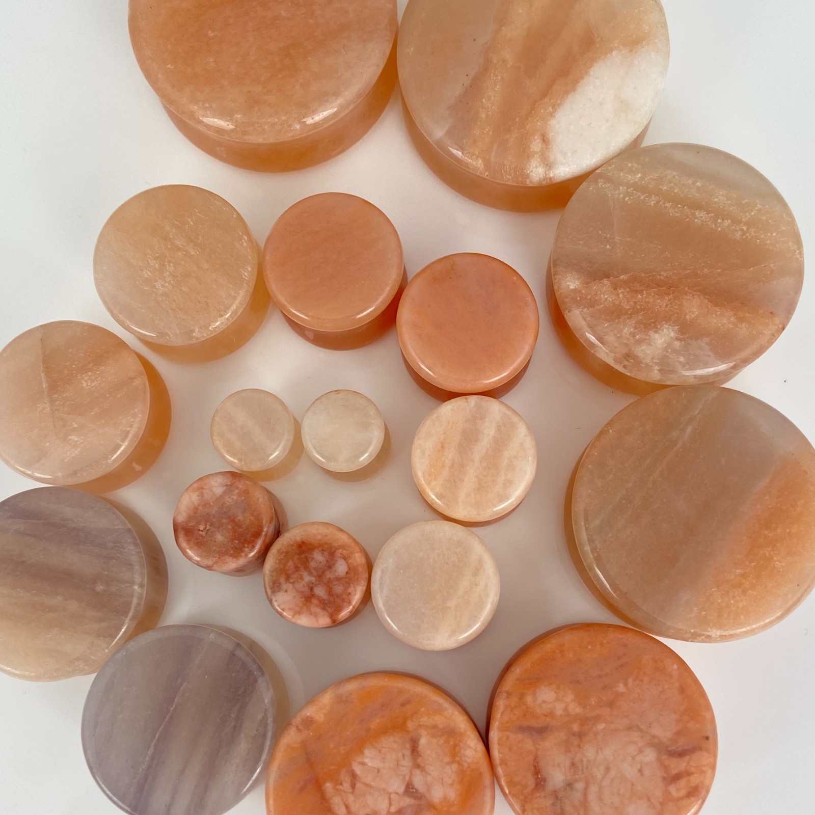 Peach Morganite Stone Double Flare Plugs (STN-716) set ear gauges PICK SIZE