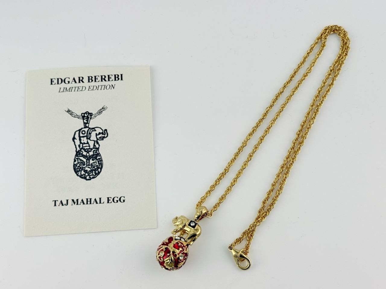 Edgar Berebi Limited Edition Taj Mahal Egg Pendant Necklace with Paper Card 20In
