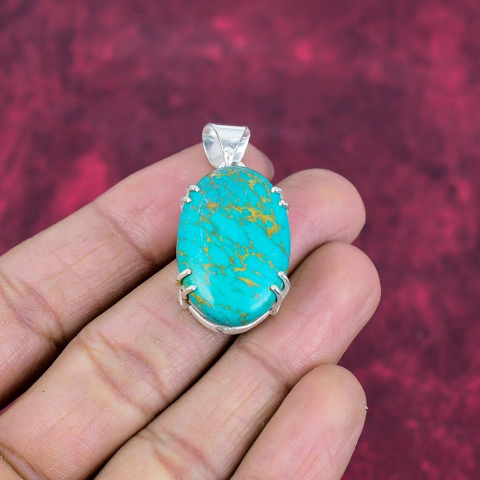 40.55 Ct Arizona Turquoise Handmade 925 Solid Sterling Silver Jewelry Pendant