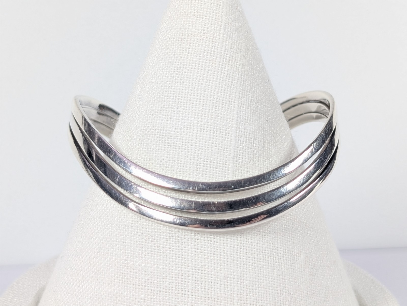 Vtg TAXCO REPRODUCTION Sterling Silver 925 MODERNIST Wavy Cuff Bracelet 6.5″