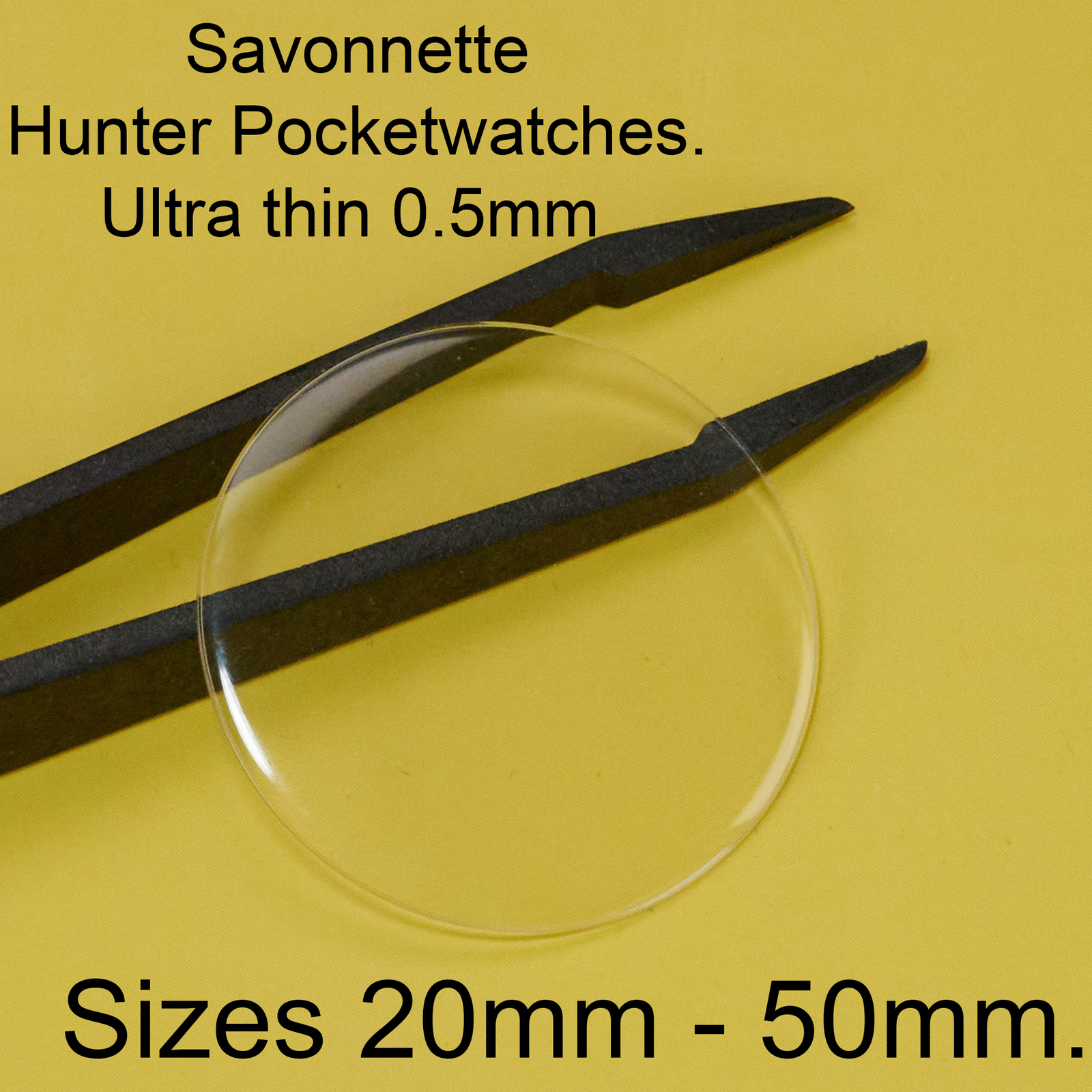 Hunter Pocketwatch Low Domed Savonette Watch Acrylic Glass Crystal 20mm – 50mm