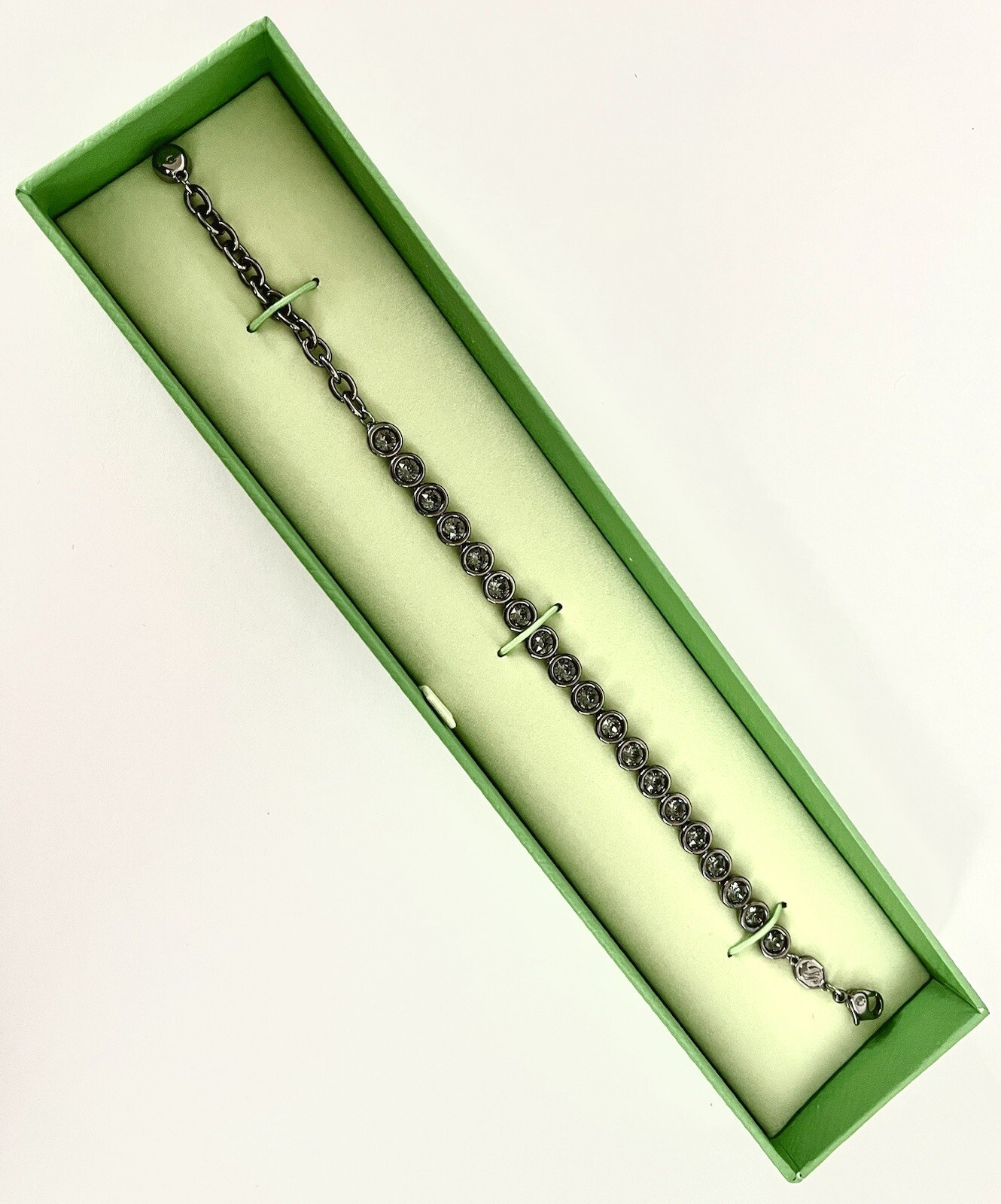 New 100% SWAROVSKI Imber Tennis Bracelet Round cut, Black, Ruthenium 5682666