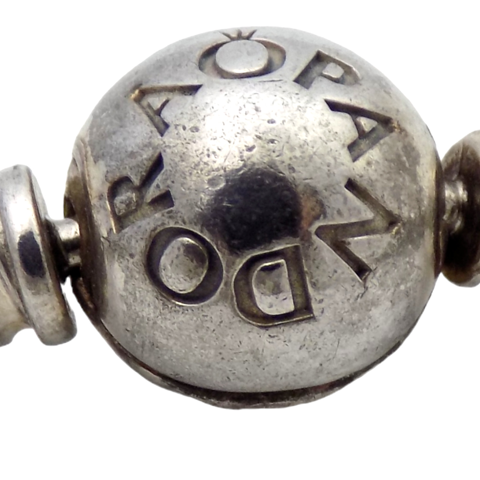 PANDORA STERLING SILVER 8″ CHARM 3MM BRACELET W 4 CHARMS 26GR #4239