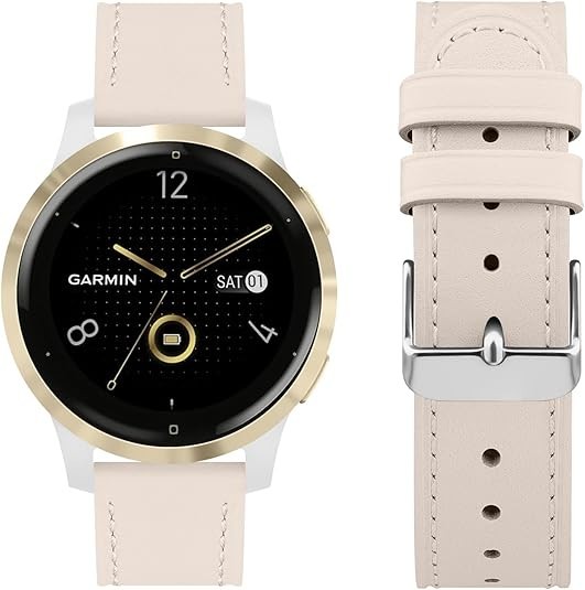 18mm Leather Watch Band Compatible with Garmin Venu 3S 41mm/Venu 2S/Vivoactiv…