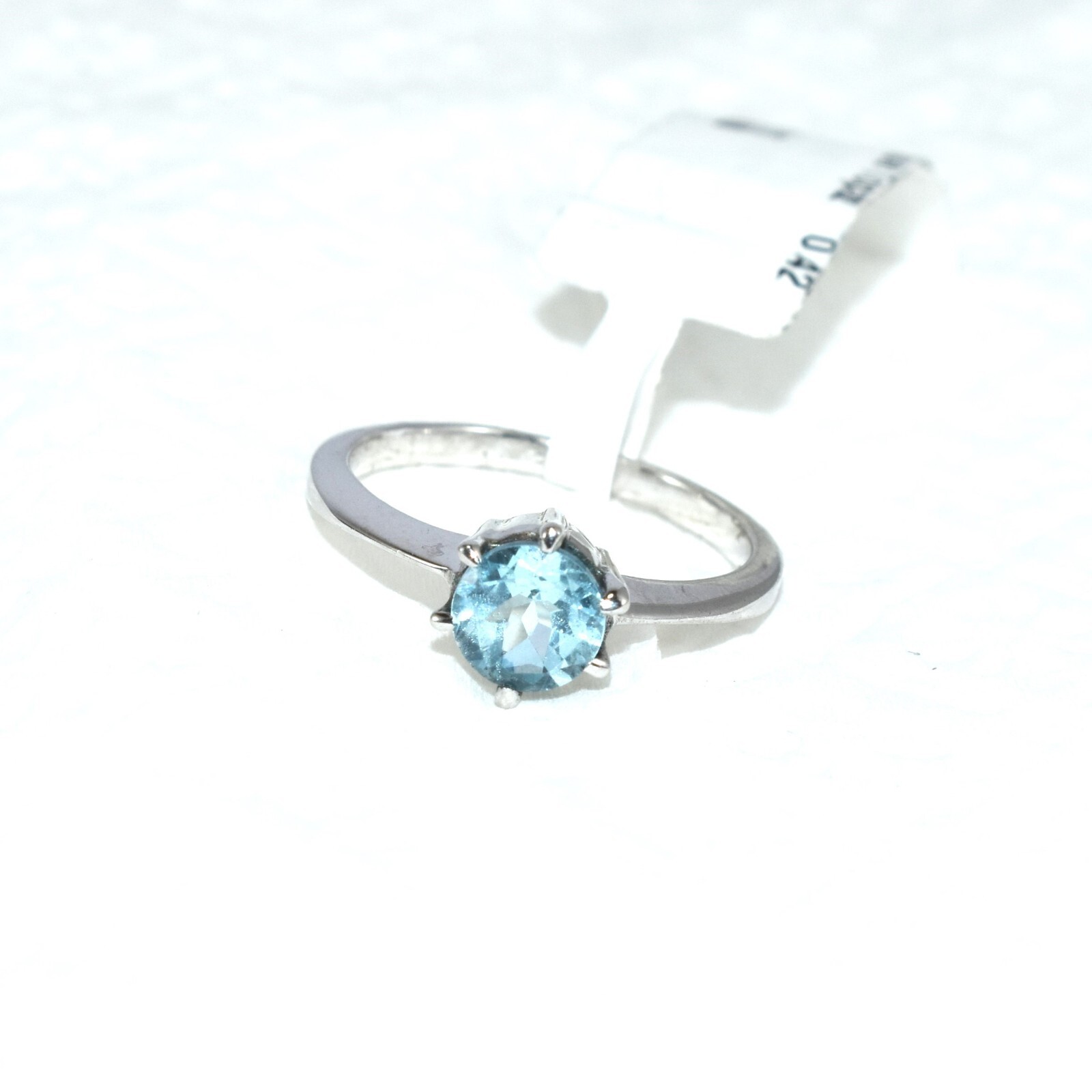 In Demand Round Cut Blue Topaz 925 Silver Ring Prong Setting Unique Silver Ring