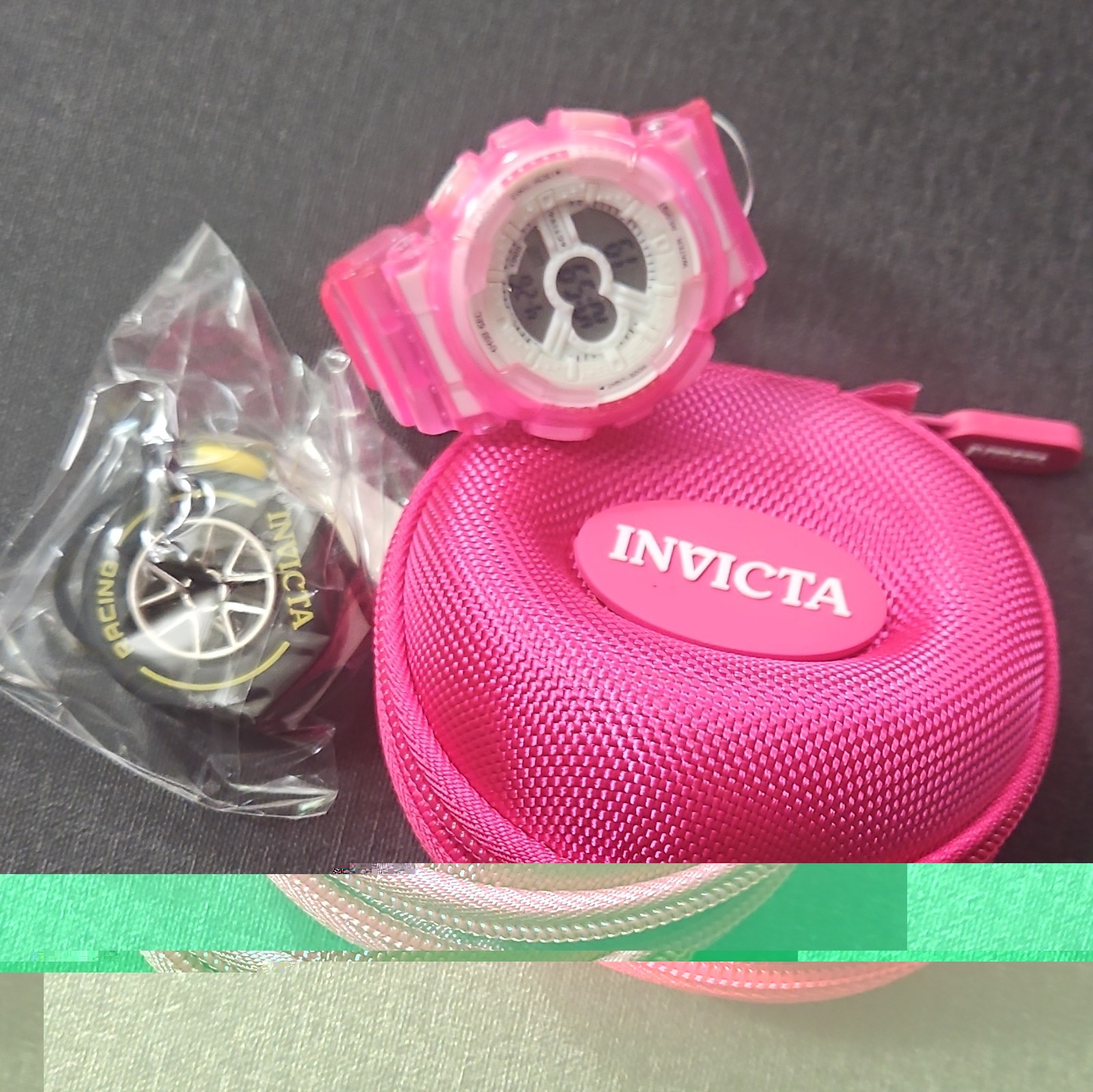 Invicta Activa Quartz Pink Resin Strap Watch Analog-Digital Date w/ Case