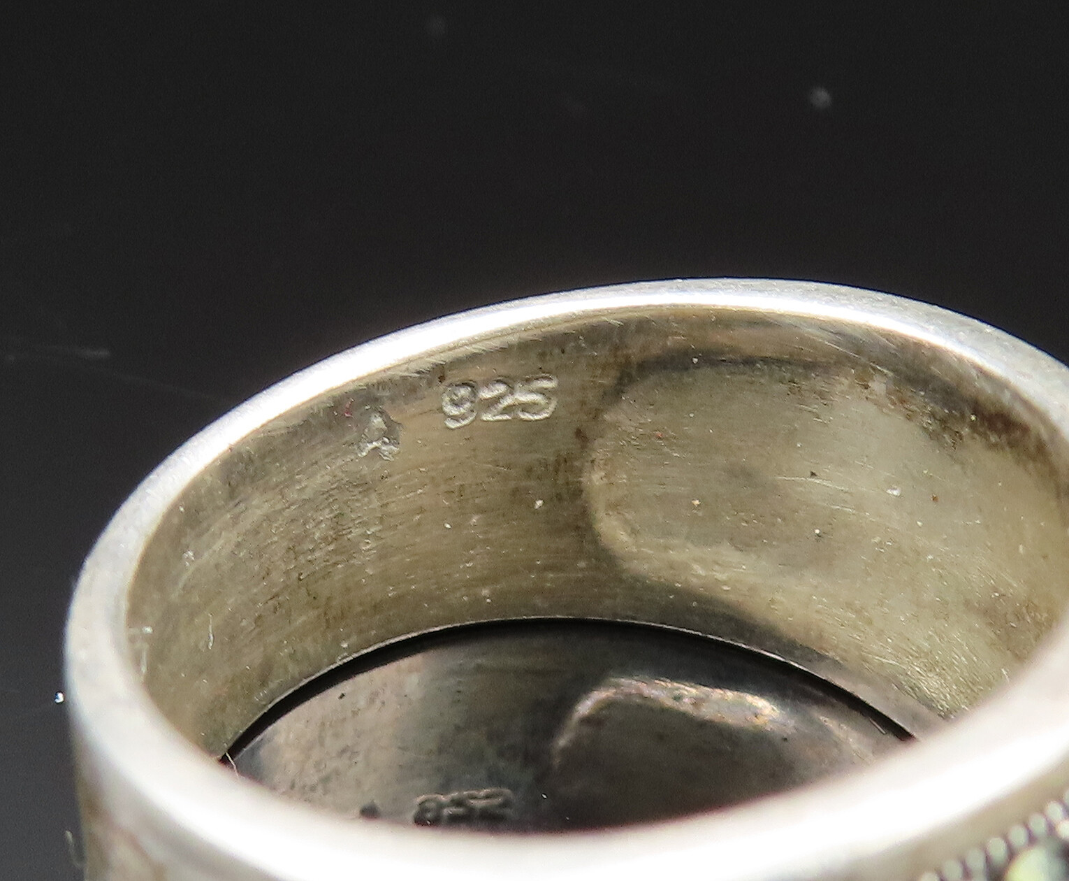 925 Silver Vintage Marcasite Diamond Shape Pattern Band Ring Sz 7 RG25563