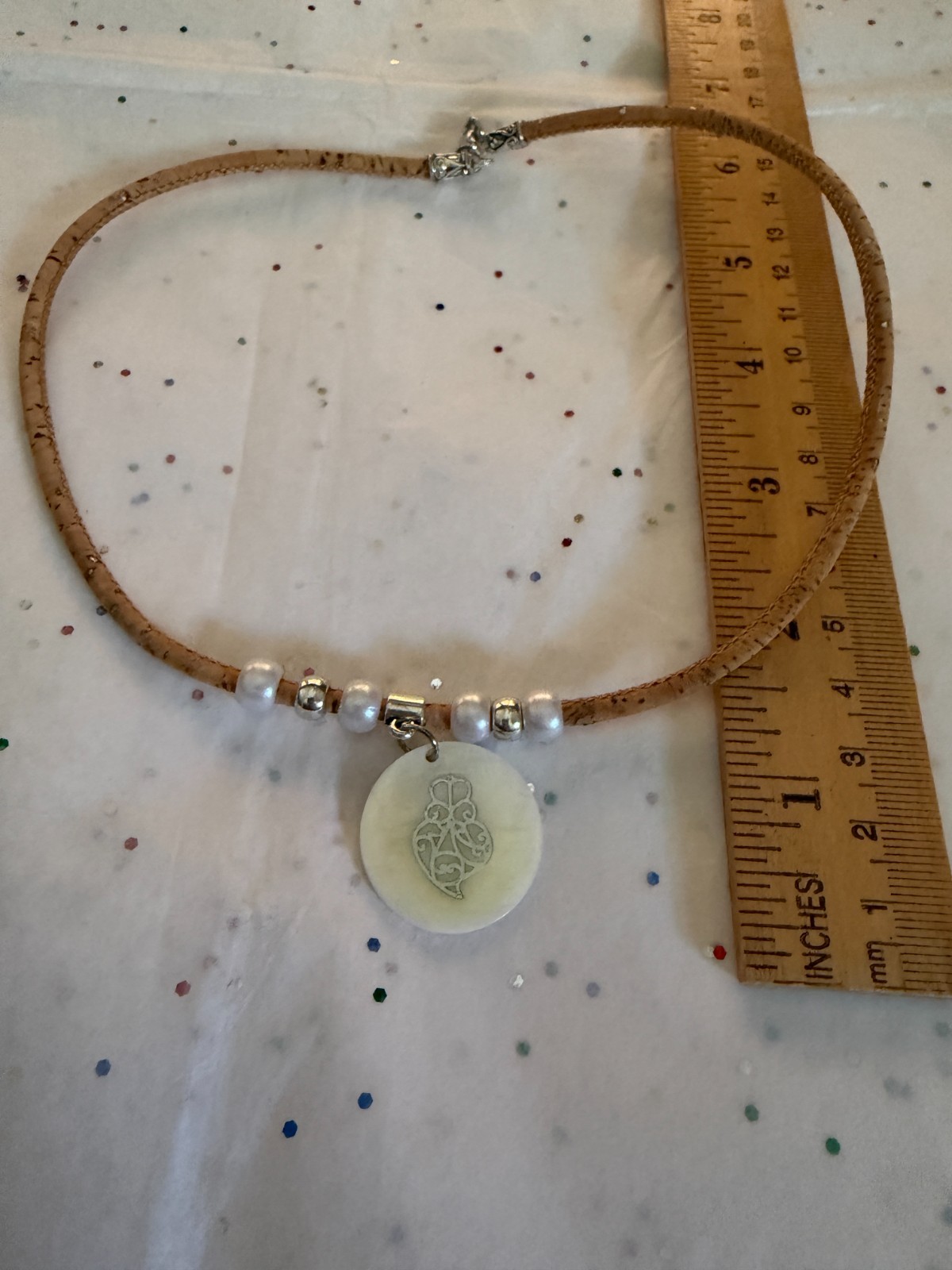 Heart of Viana Shell Pendant on Portuguese Cork Necklace 16 Inches Portugal