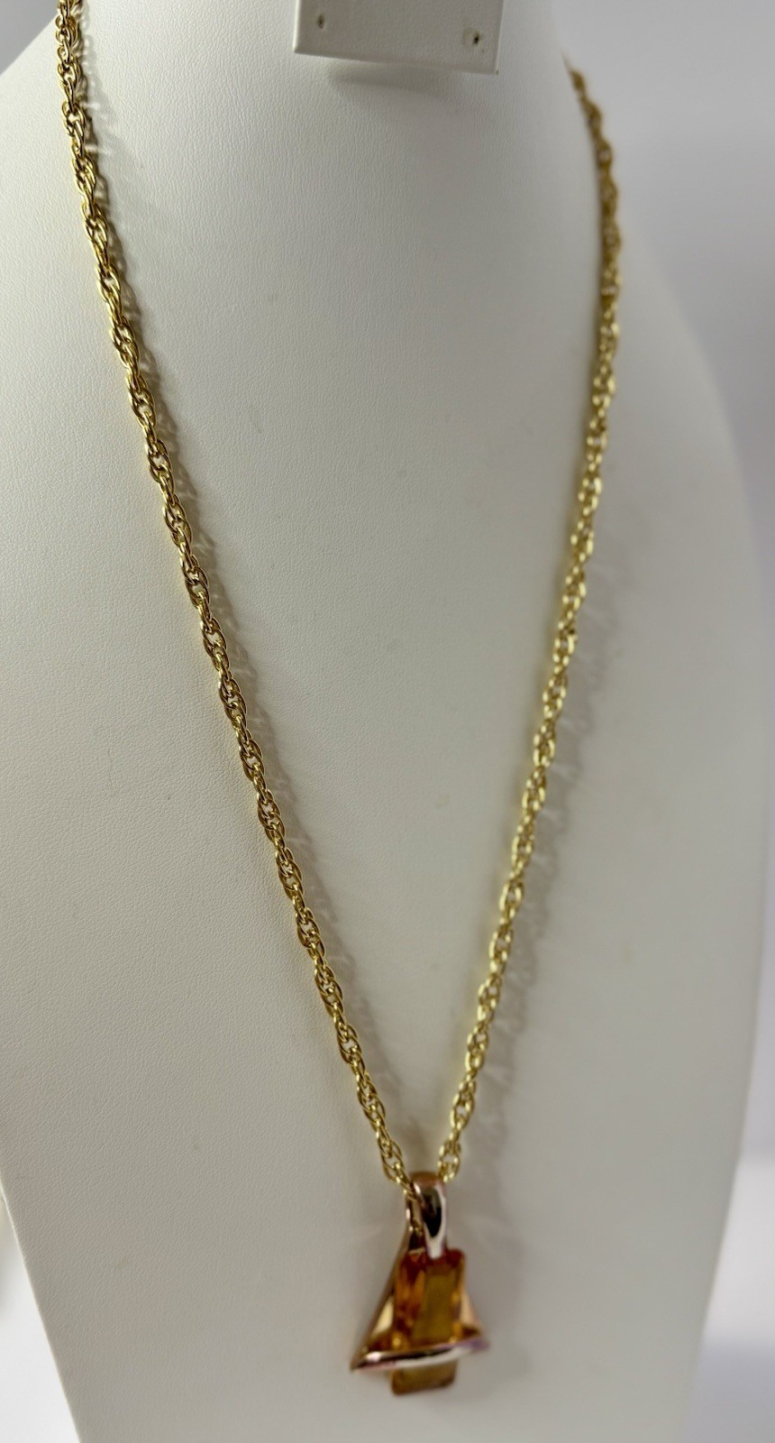 Vintage Sara Coventry Faux Citrine Large Pendent Necklace 25’
