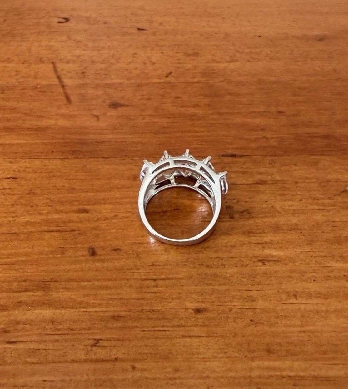 Sterling Silver 925 Wide Band Marquise CZ Eternity Ring Size 6.5 BBJ Statement