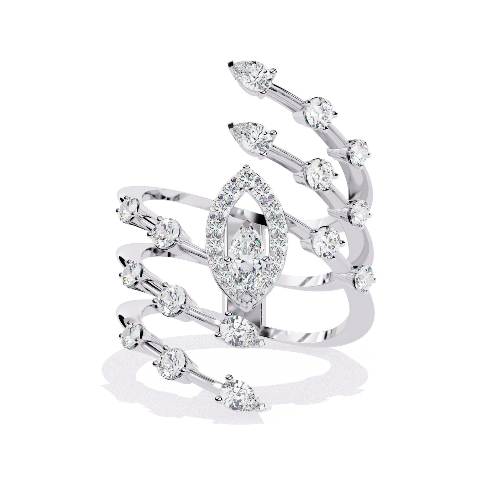 Marquise Moissanite Ring 925 Sterling Silver CZ Halo Split Shank Gold Rose
