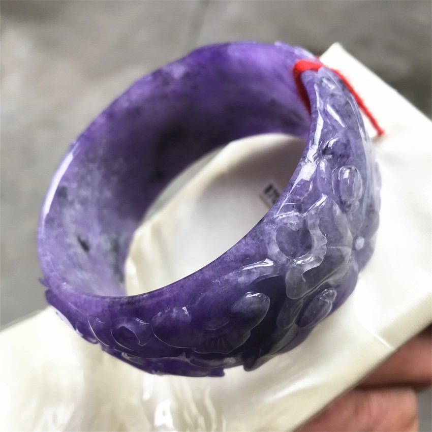 61MM Natural Icy Lavender Jadeite Jade Bracelet Burma Jadeite Jade Bangle
