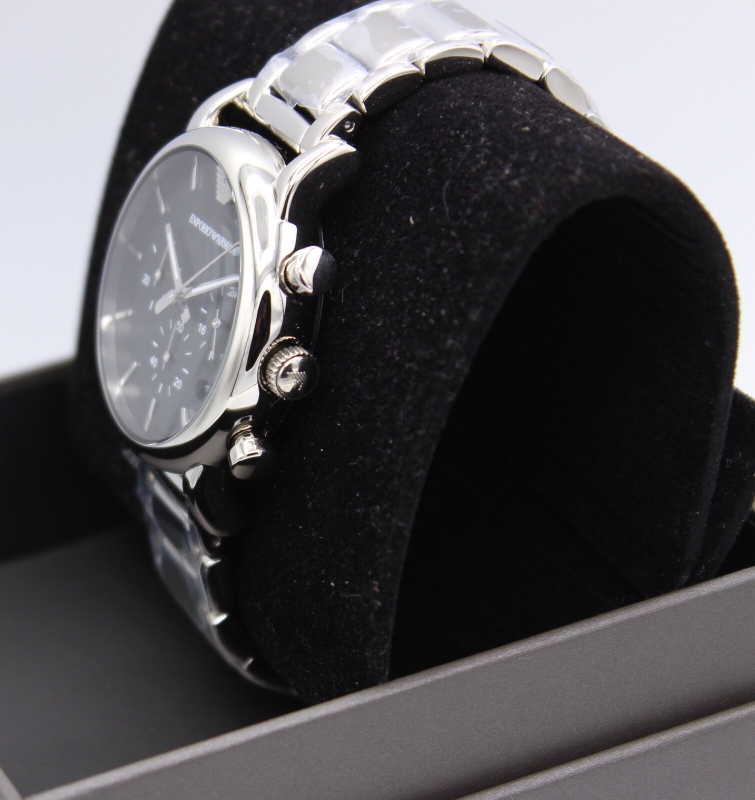 NEW AUTHENTIC EMPORIO ARMANI LUIGI BETA CLASSIC SILVER BLACK MEN’S AR1853 WATCH