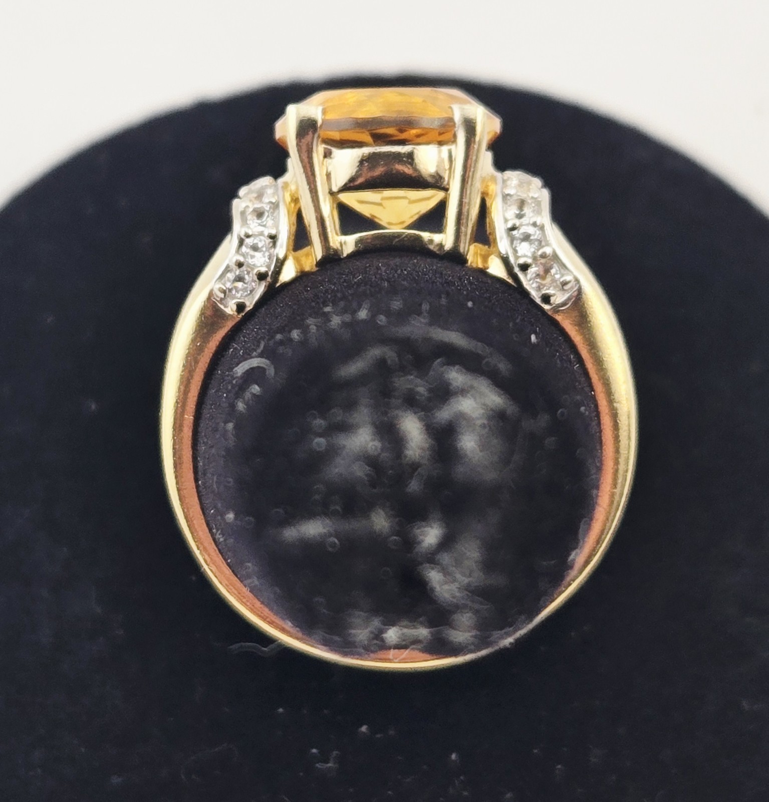 VTG Vermeil Sterling Silver Citrine BBJ Cocktail Ring Size 7 4.0g 925 Two Tone