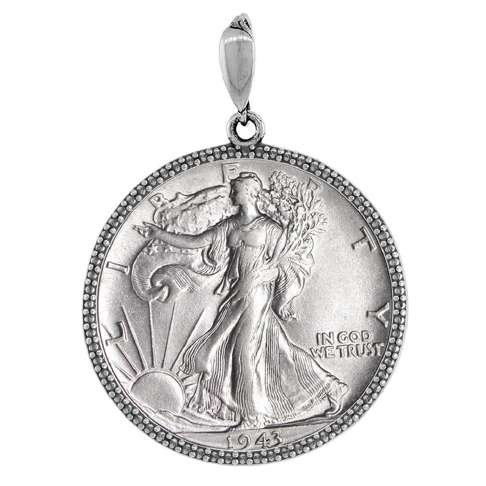 30 mm Sterling Silver Illusion Edge 50 Cent Half Dollar Coin Bezel Pendant