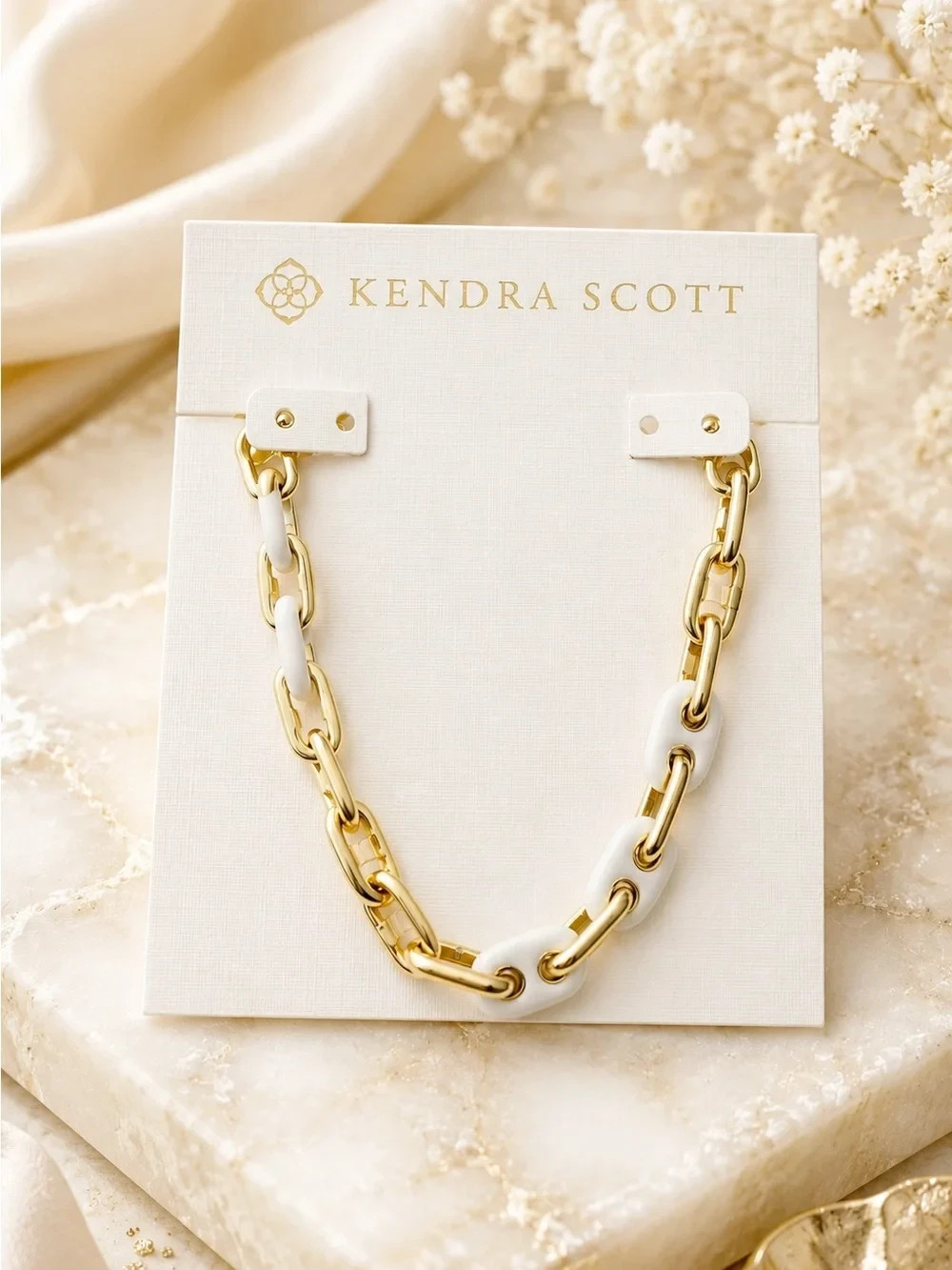 Kendra Scott Bailey Gold & White Mix Chain Necklace