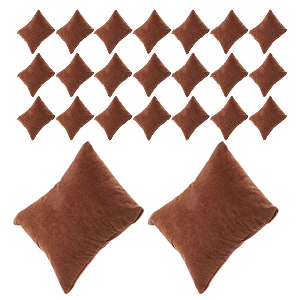 30Pcs Reusable Velvet Watch Cushion Pillows Brown Soft Jewelry Bracelet Display