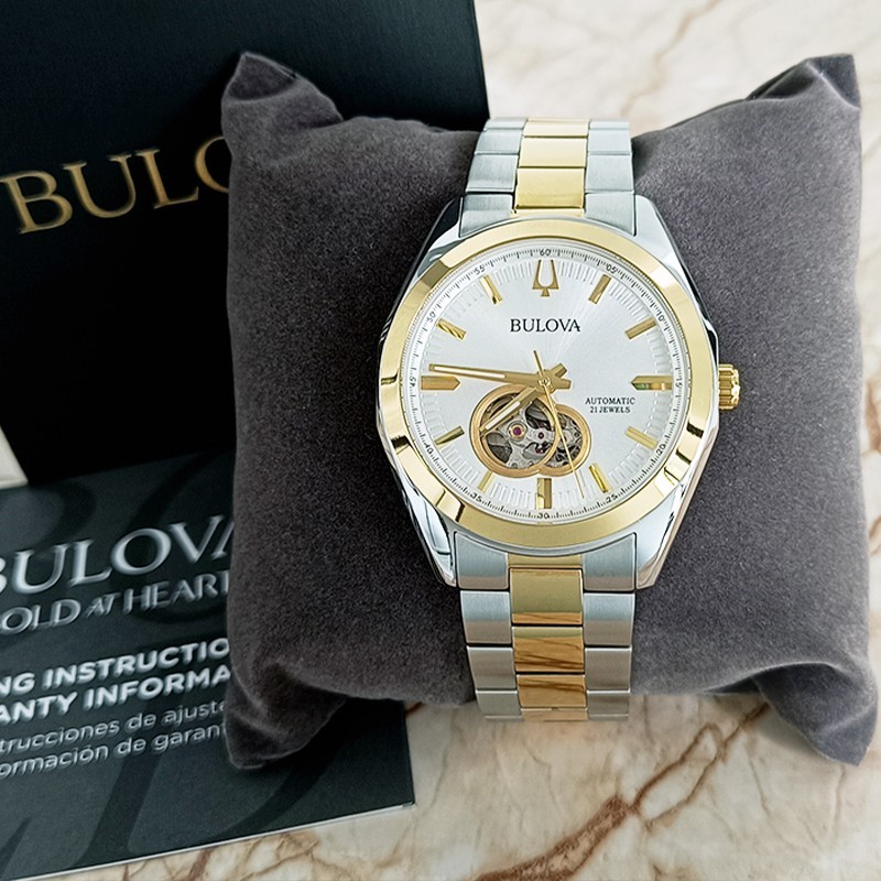 Bulova Surveyor White Gold Dial Men’s Classic Automatic Steel Watch 42mm 98A284