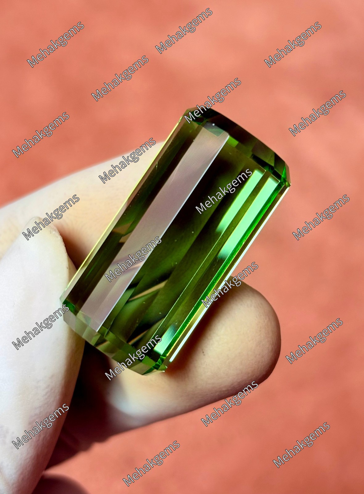 90. Ct Natural Mint Green Topaz Fancy Cube Faceted Loose Gemstone Certified