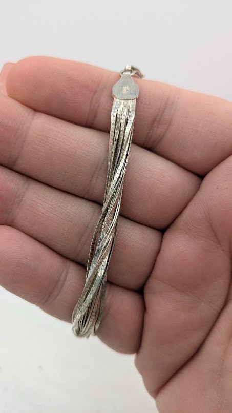 Vintage IBB Bracelet Liquid Silver 20 Strand Sterling Silver 925 Italy