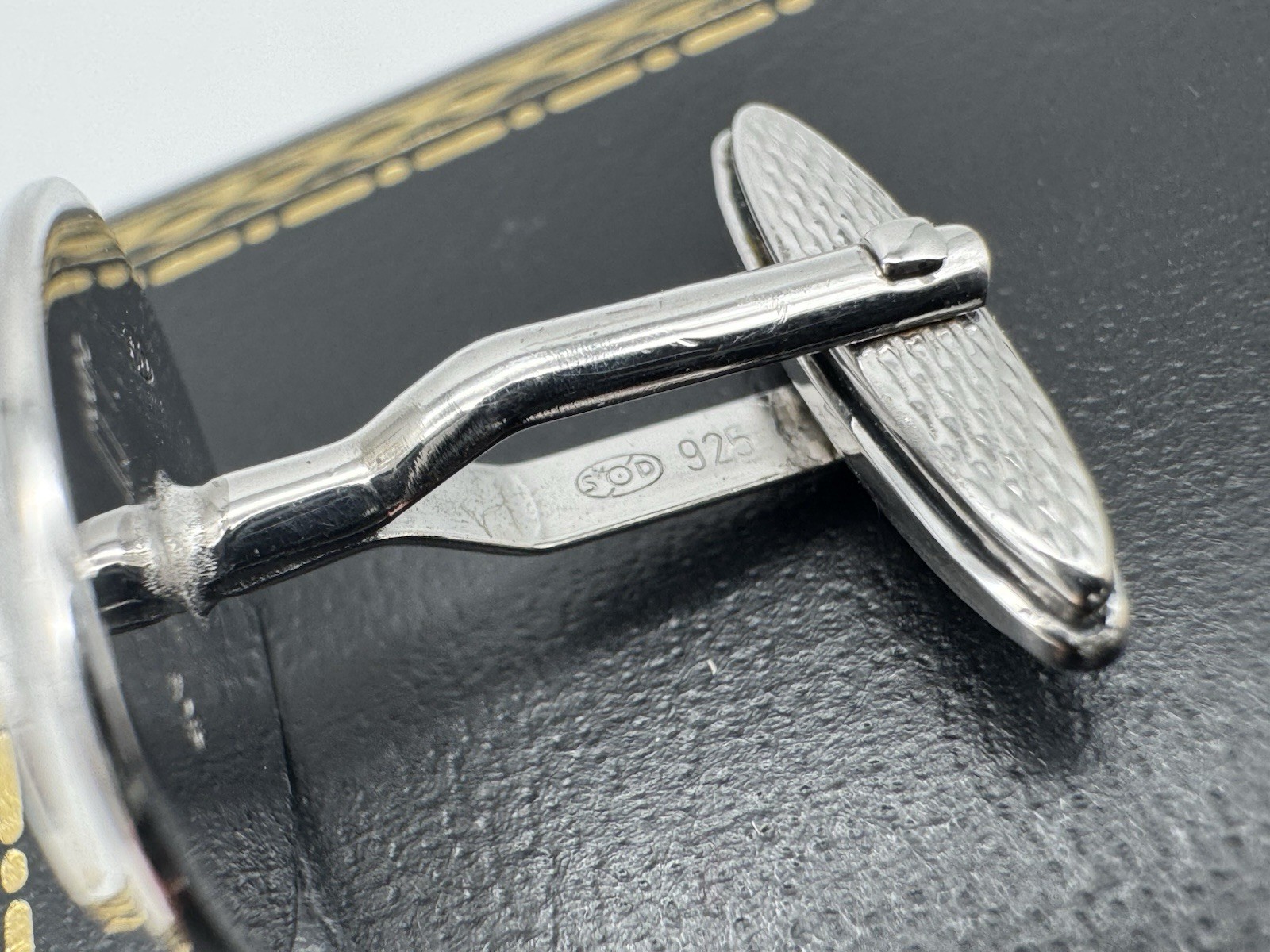 DUNHILL 925 SILVER GUILLOCHE GREEN ENAMEL CUFFLINKS MINT 100% GENUINE ~$550 RARE