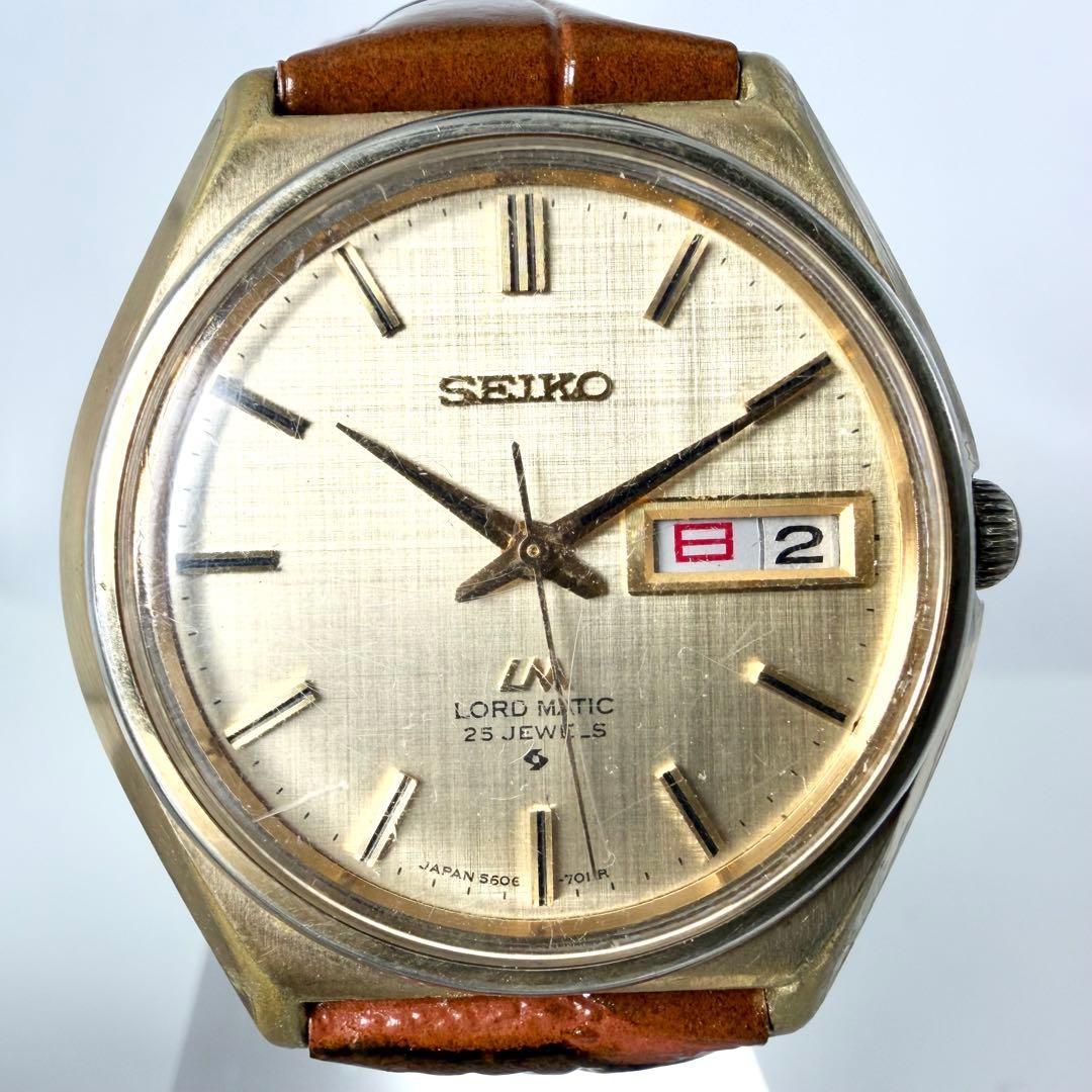 New Belt Working SEIKO Lord Matic 5606 7010 Wristwatch