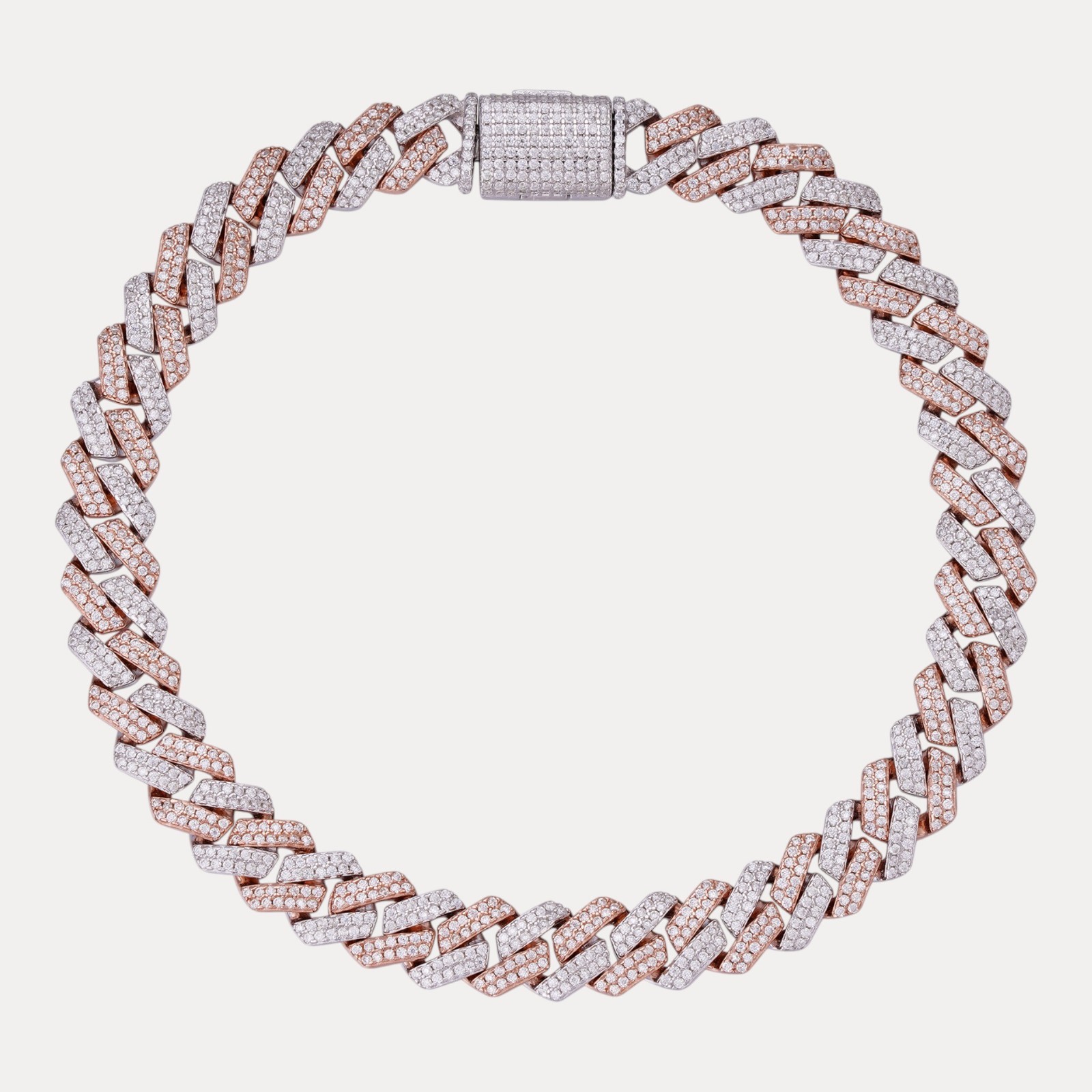 8mm Moissanite Cuban Prong Bracelet – 925 Sterling Silver or 14k Gold/Rose/Black