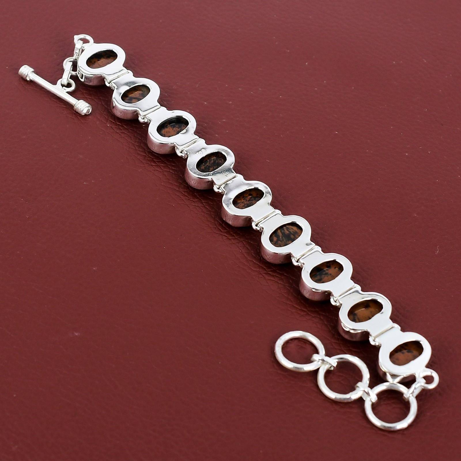 Mahogany Obsidian Bracelet Adjustable Chain Bracelet 925 Sterling Silver Jewelry