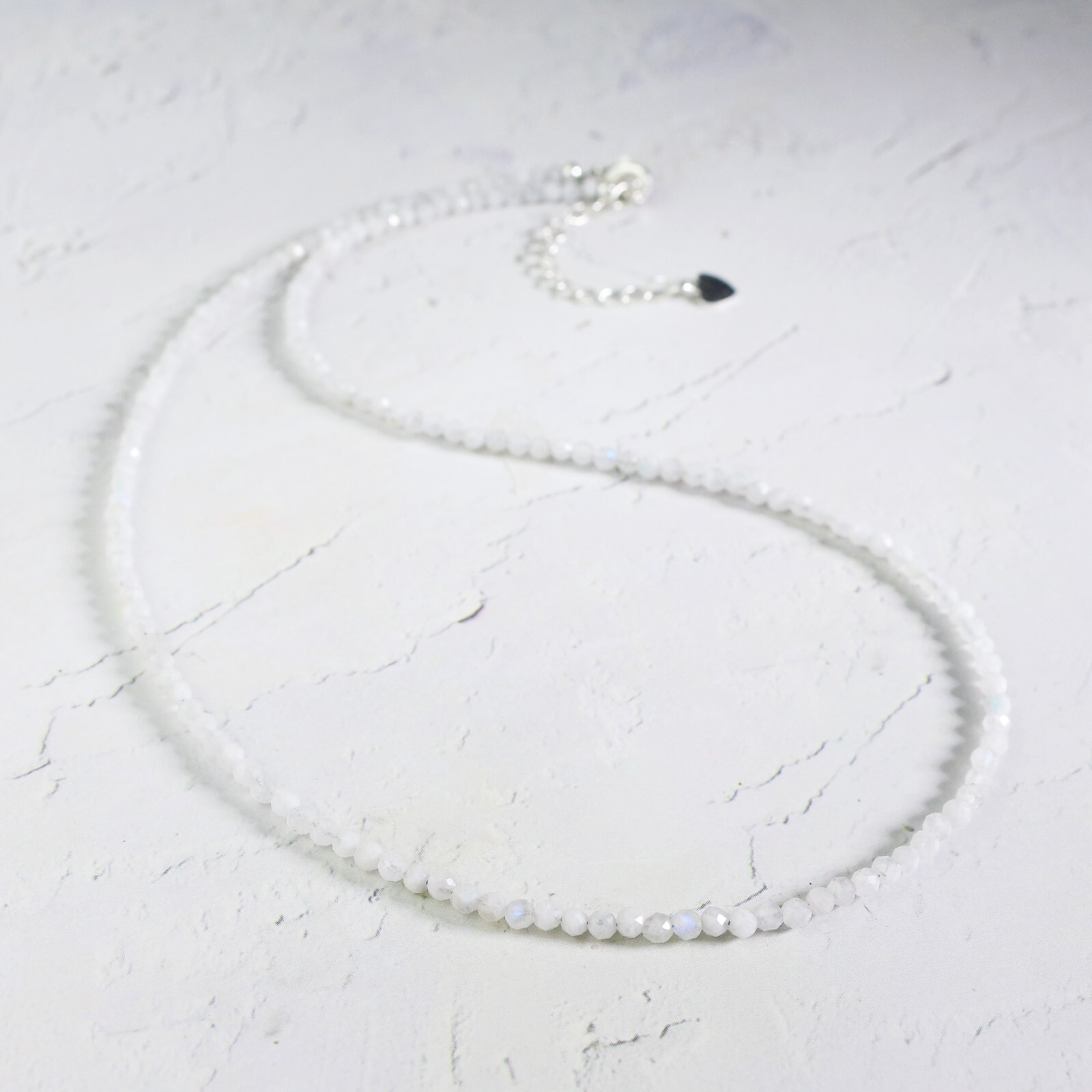 Natural Moonstone Faceted Beaded Choker Handmade White Dainty Gemstone Necklace