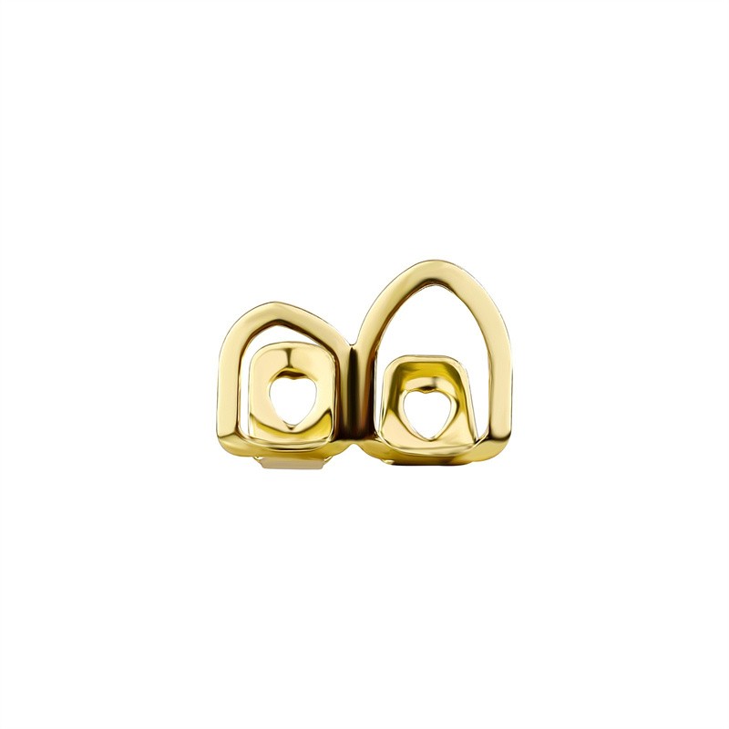 Hip Hop Braces Gold Plated Two Skeletonized Cuspid Braces Single Teeth Props