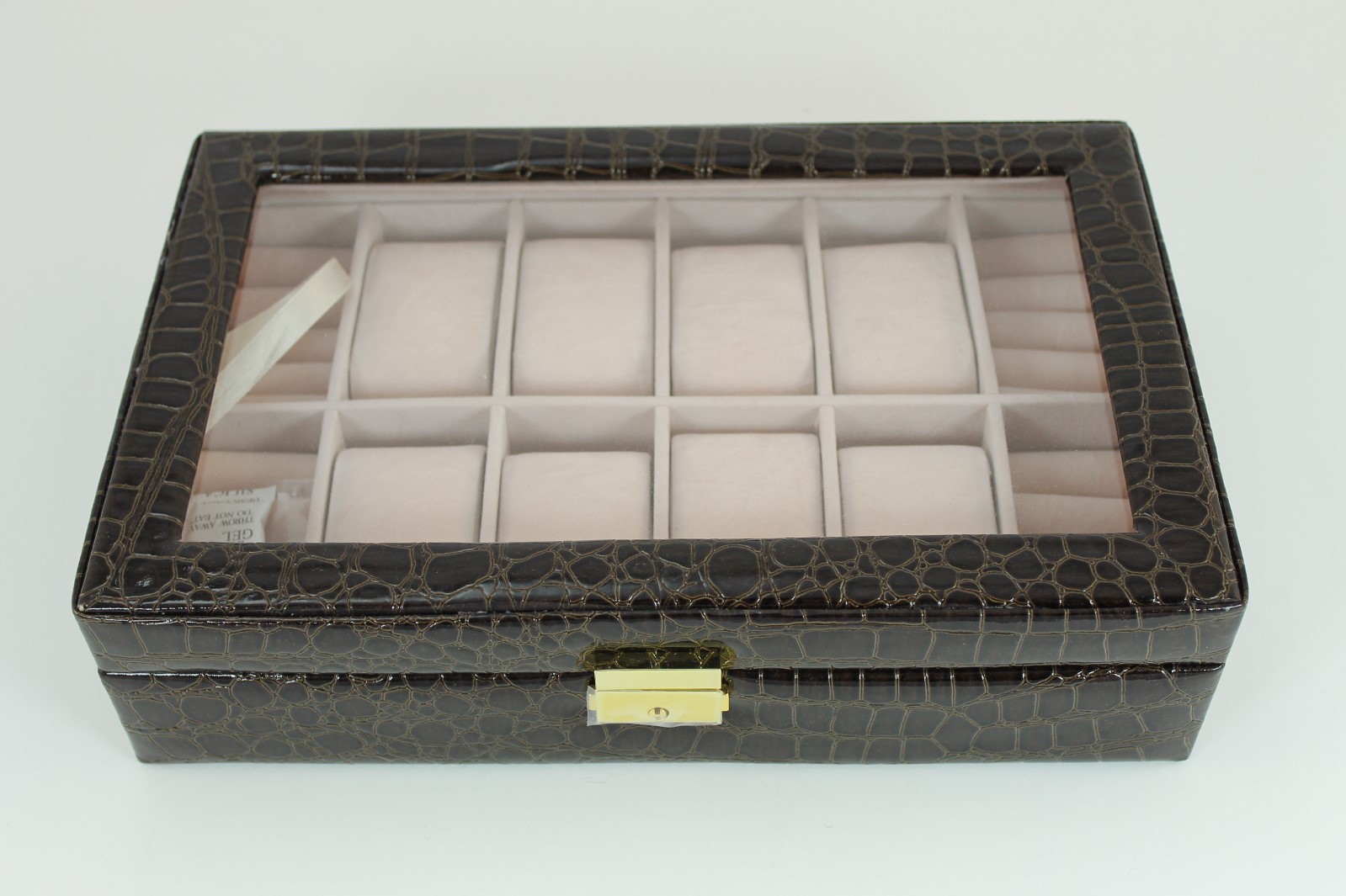 8 Slot Pillow Brown Leather Watch Case Box Jewelry Cufflinks Ring Organizer