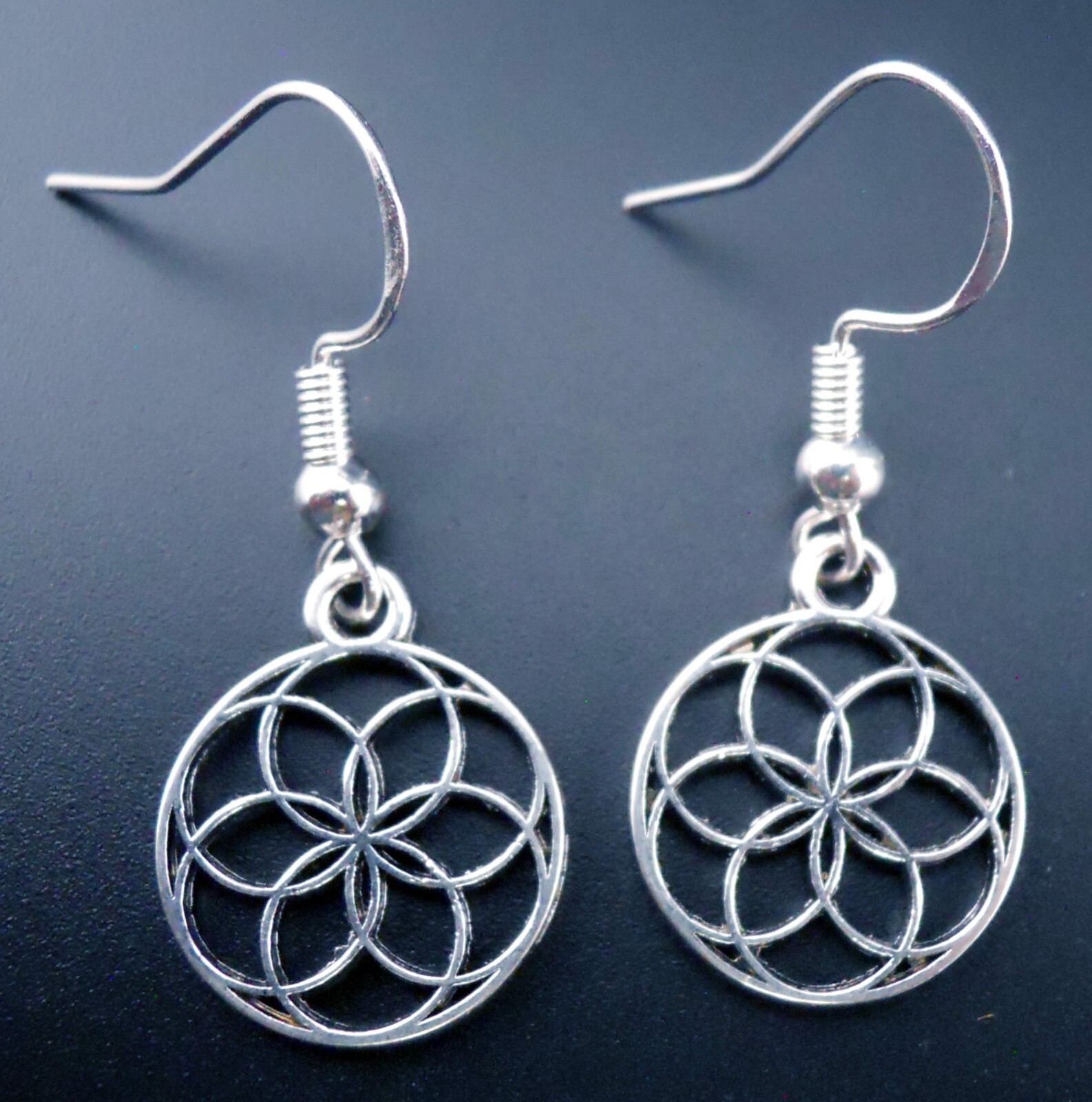 Seed of Life Earrings Sterling Silver Ear Wires Flower Sacred Geometry Spiritual