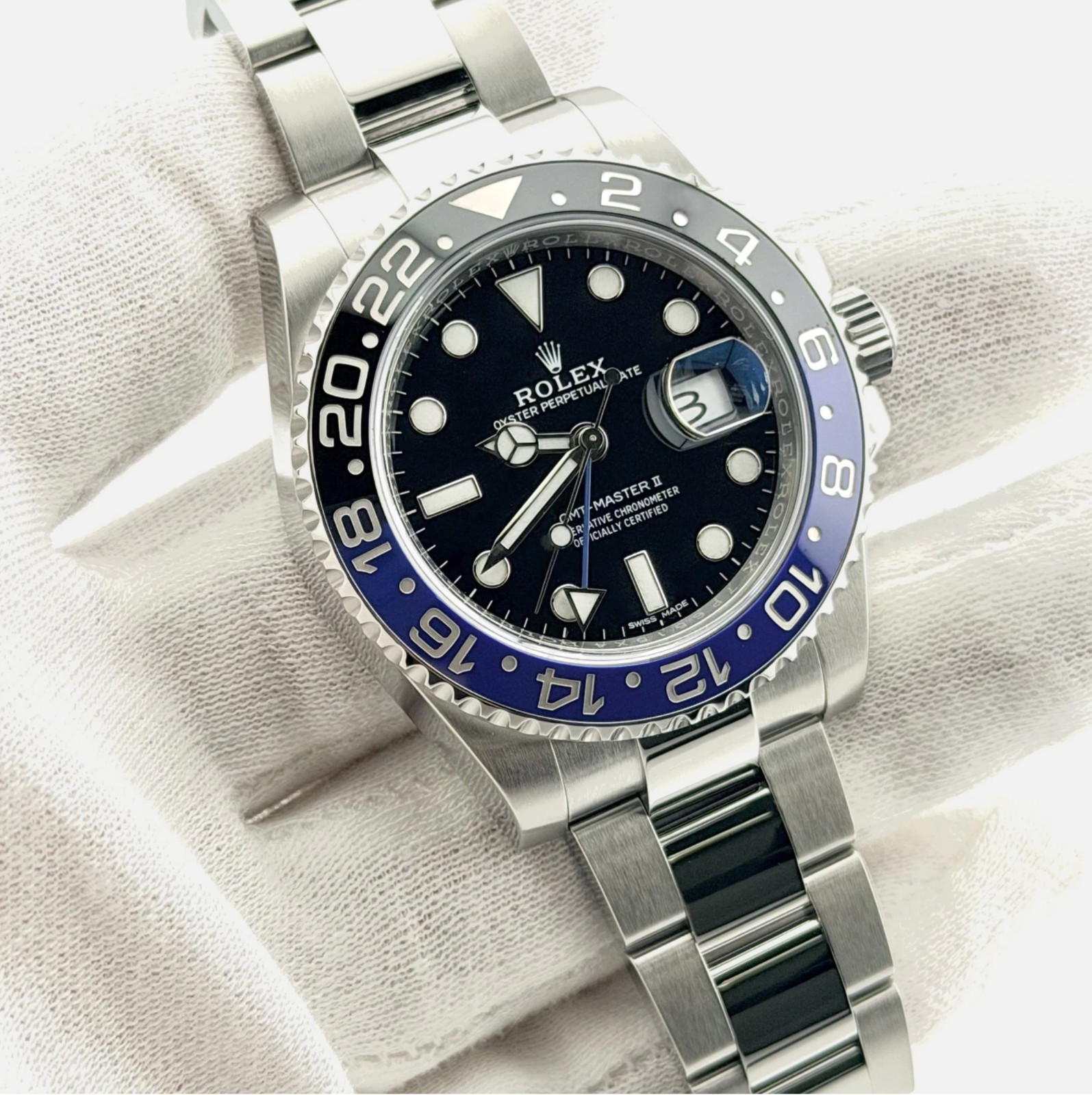 Rolex GMT Master II Batman 116710BLNR Black Blue Ceramic Bezel Steel Box Papers