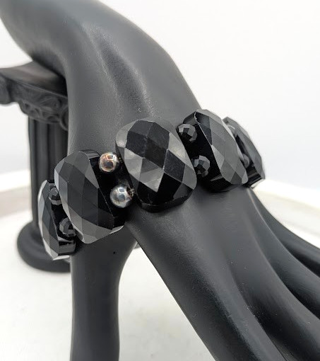 Jay King Black Onyx Stretch Bracelet Faceted Chunky Mine Finds Never Worn