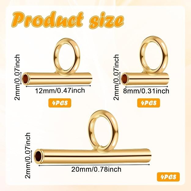 12Pc Brooch to Pendant Converter Brass Pin Necklace Adapter Gold 8/13/20mm